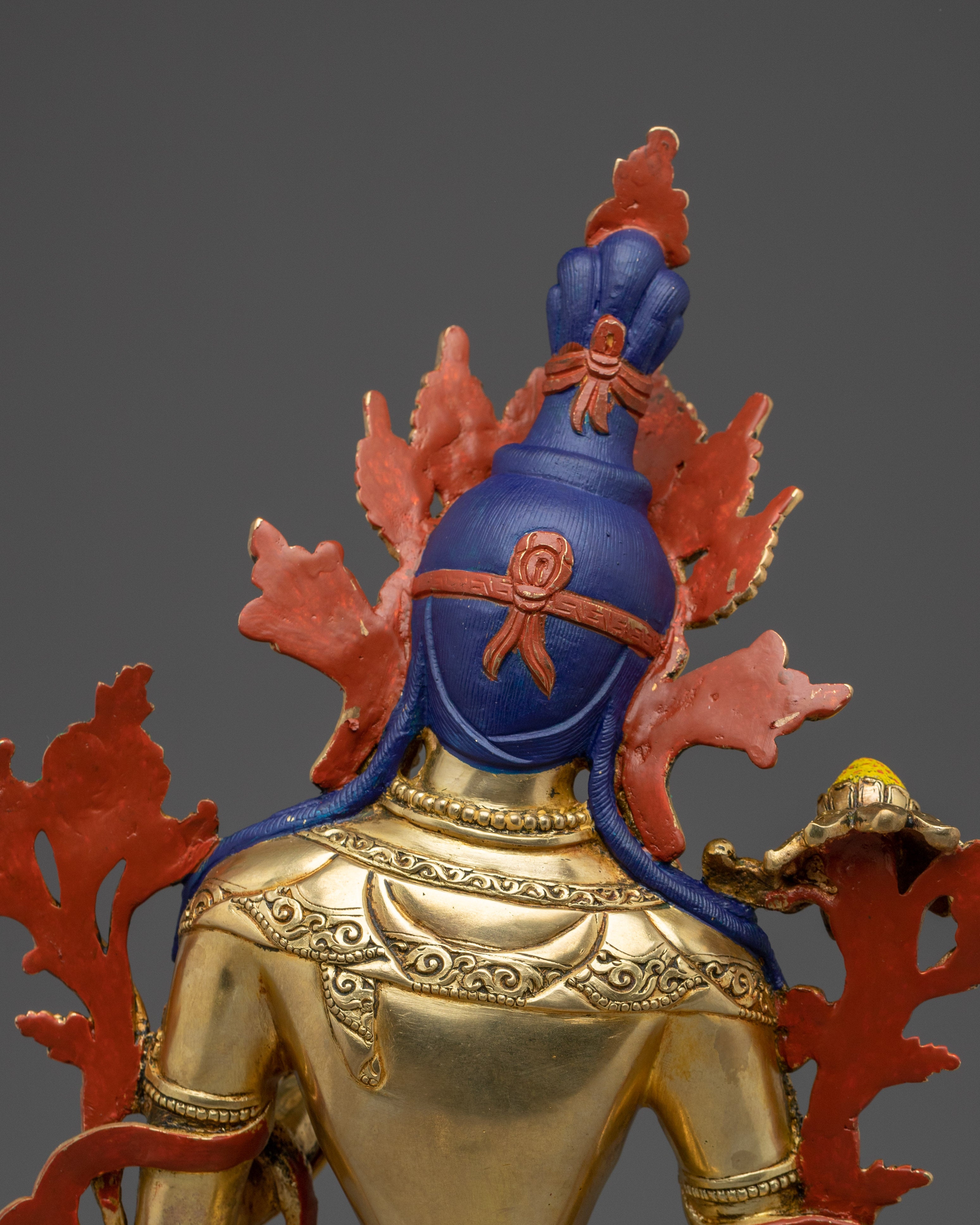 Green Tara Copper Sculpture with Gemstone Inlays | Buddhist Deity for Healing