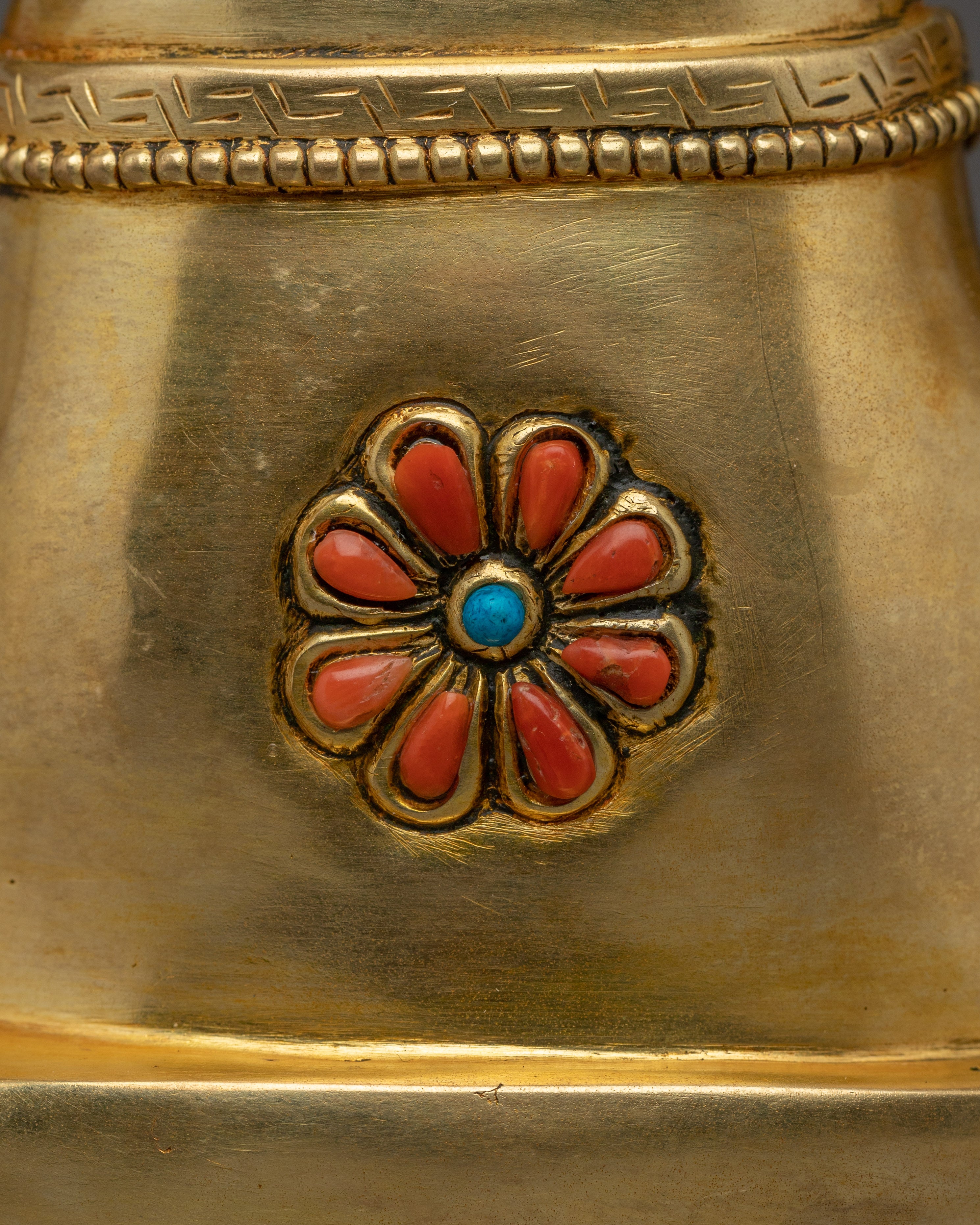 Green Tara Copper Sculpture with Gemstone Inlays | Buddhist Deity for Healing