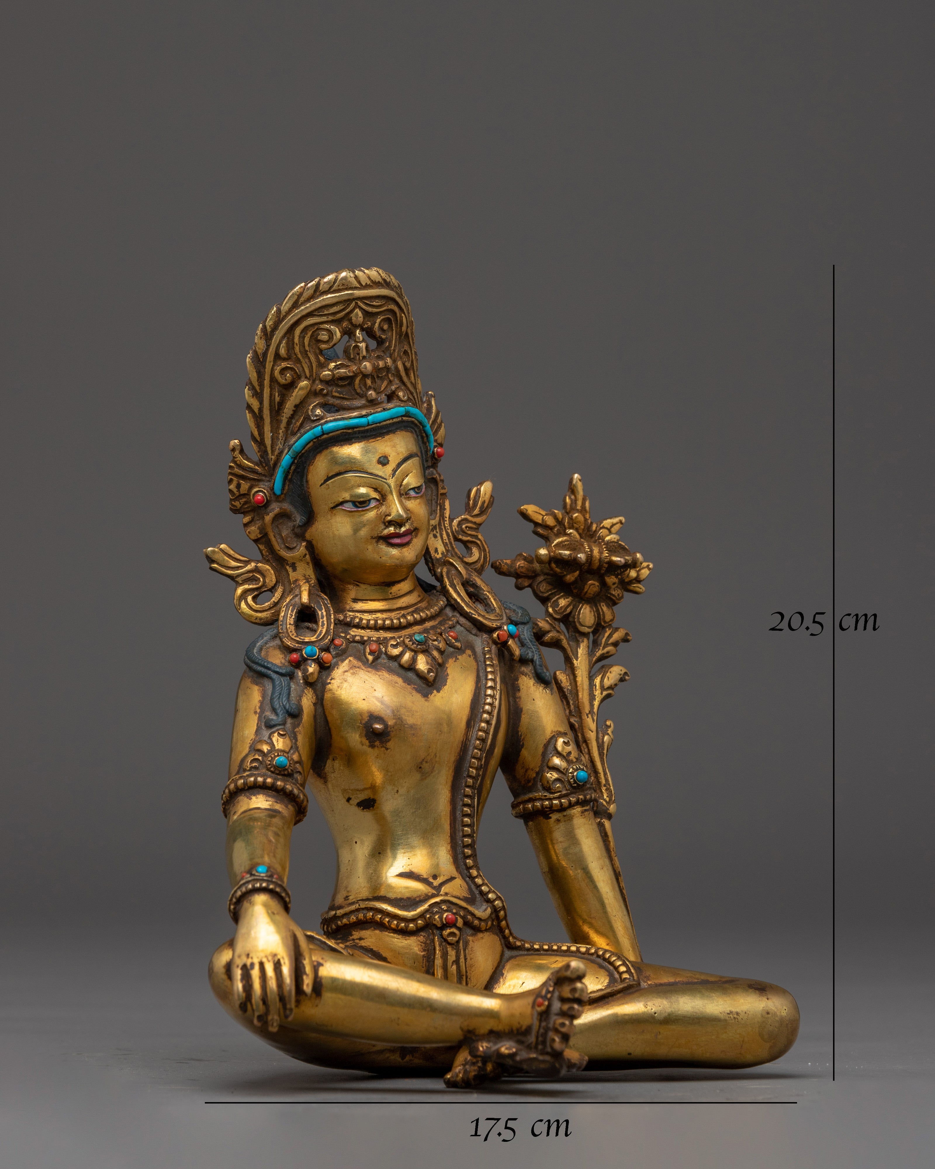 Indra Copper Sculpture with Gemstone Inlays