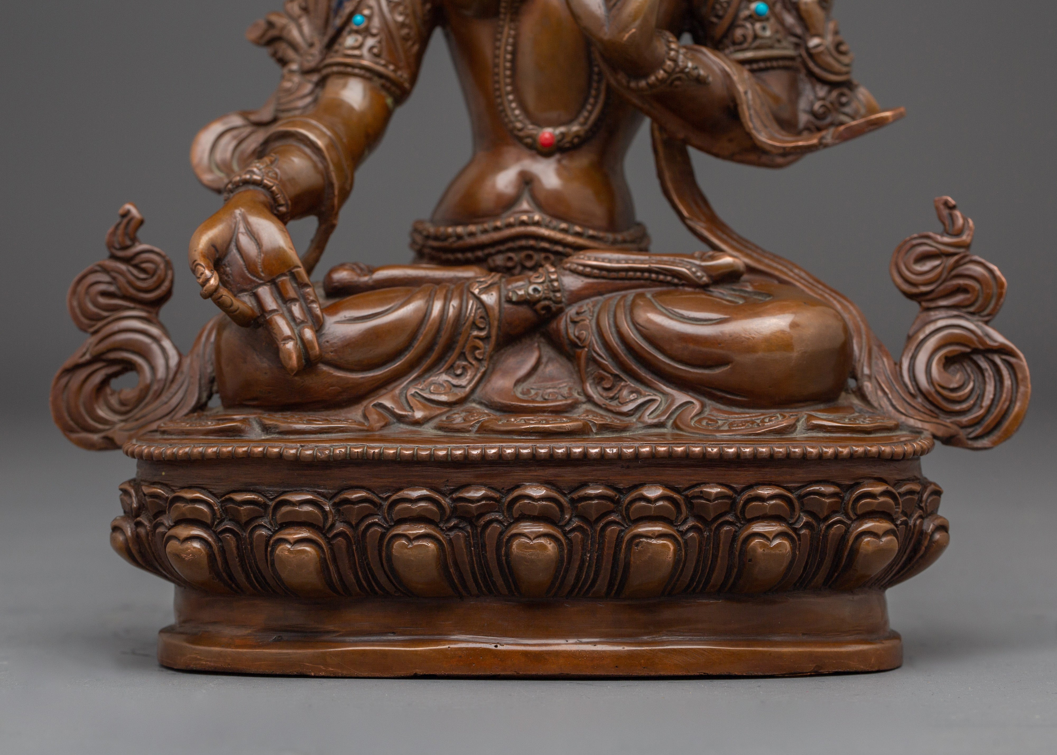 Oxidized Copper Statue of White Tara | Tibetan Healing Deity