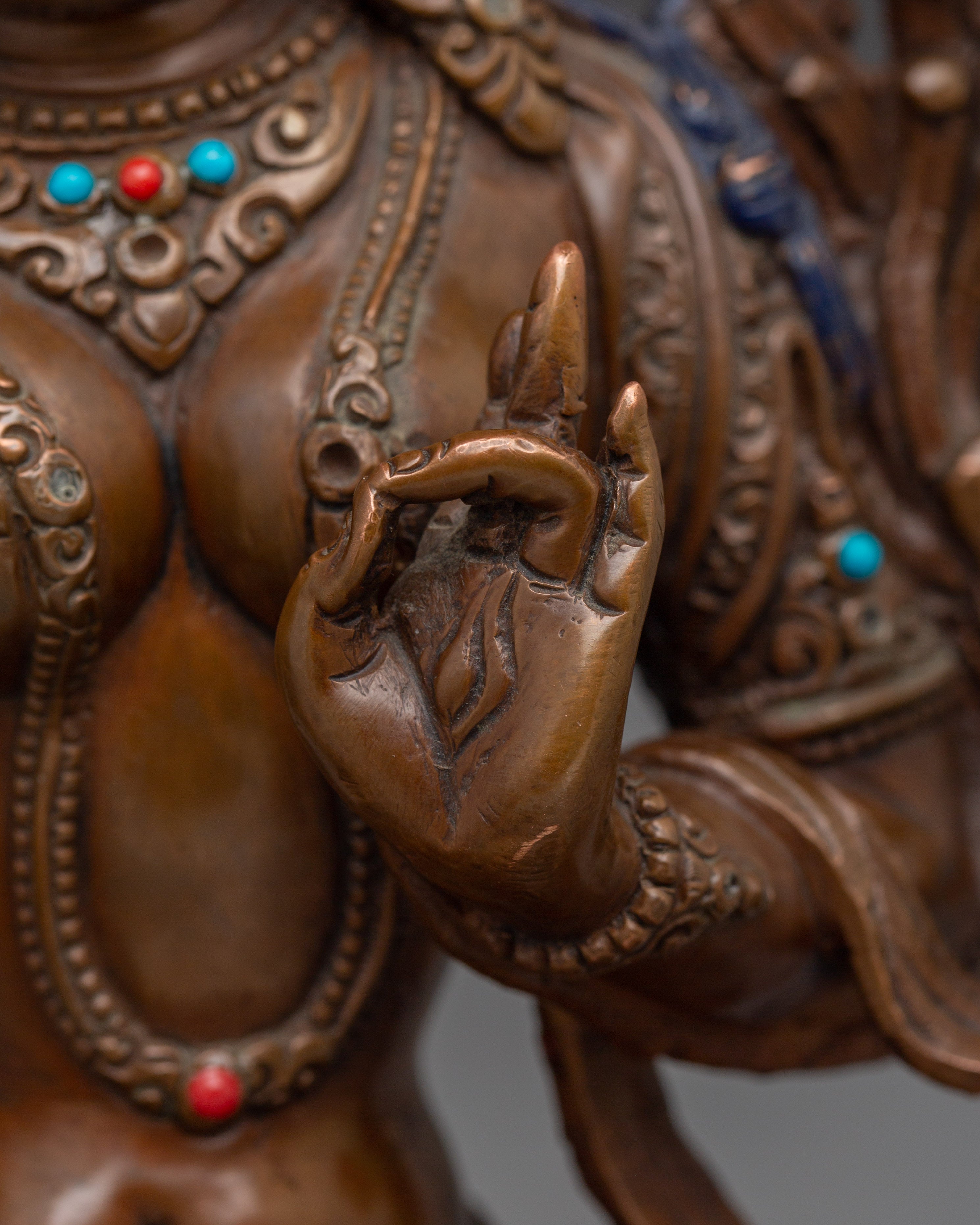 Oxidized Copper Statue of White Tara | Tibetan Healing Deity