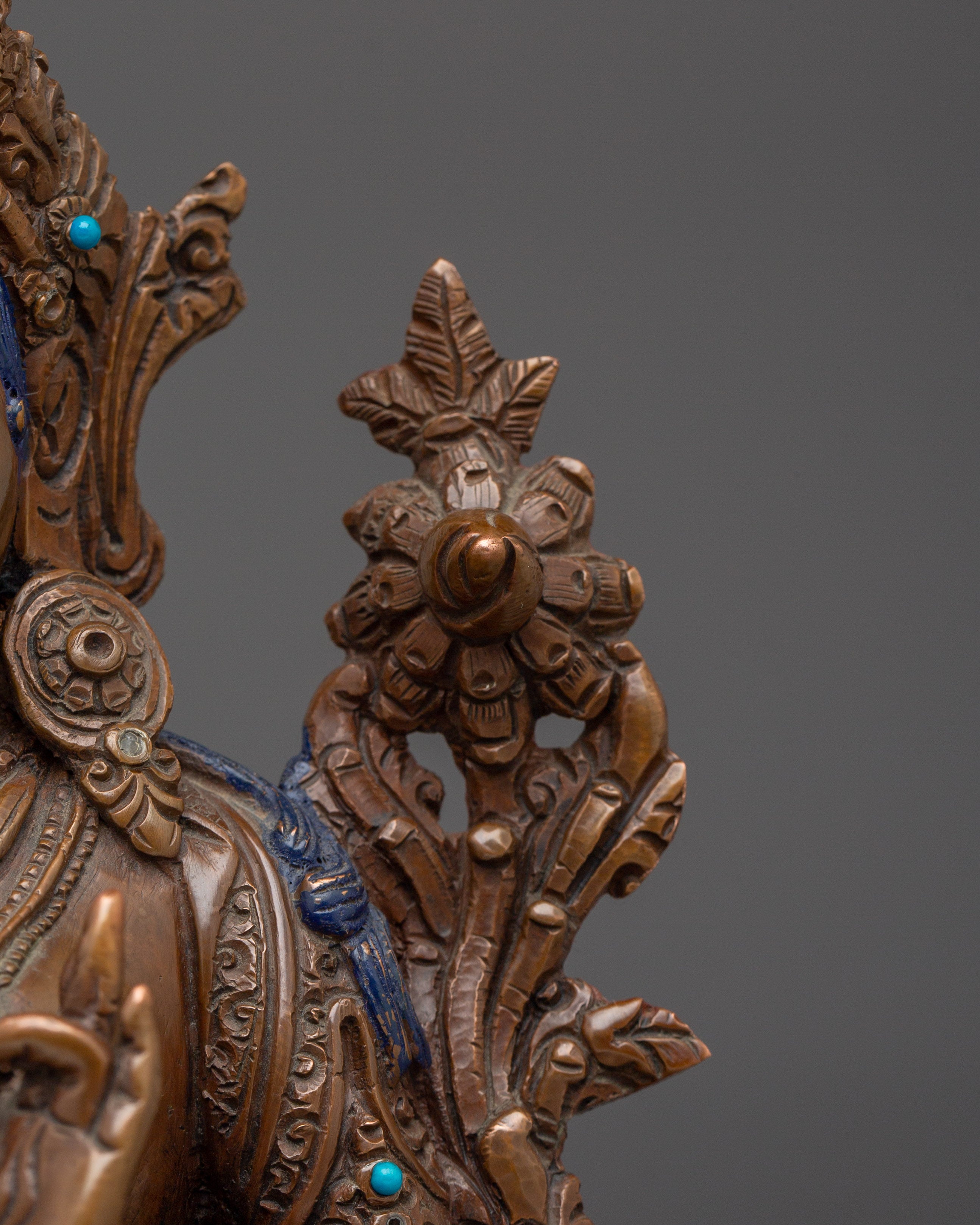 Oxidized Copper Statue of White Tara | Tibetan Healing Deity