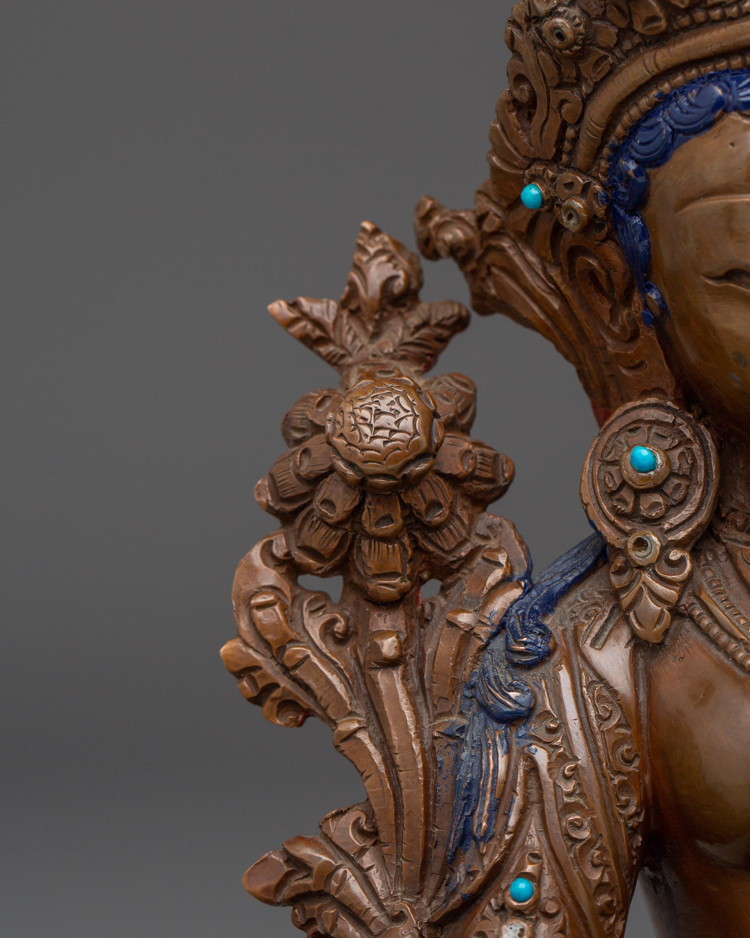 Oxidized Copper Statue of White Tara | Tibetan Healing Deity