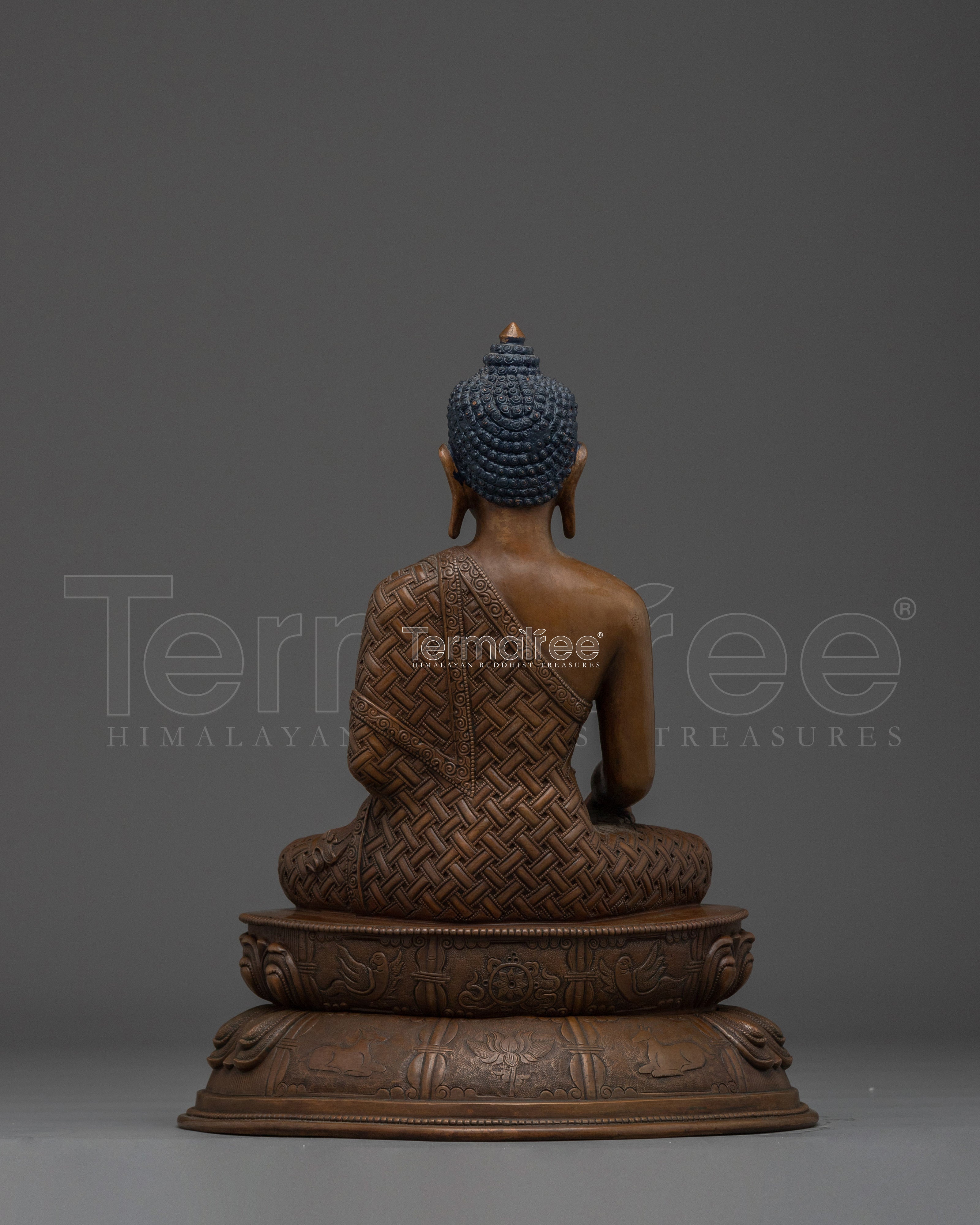 Oxidized Copper Shakyamuni Buddha Buddhist Sculpture | Decor for Peace & Mindfulness