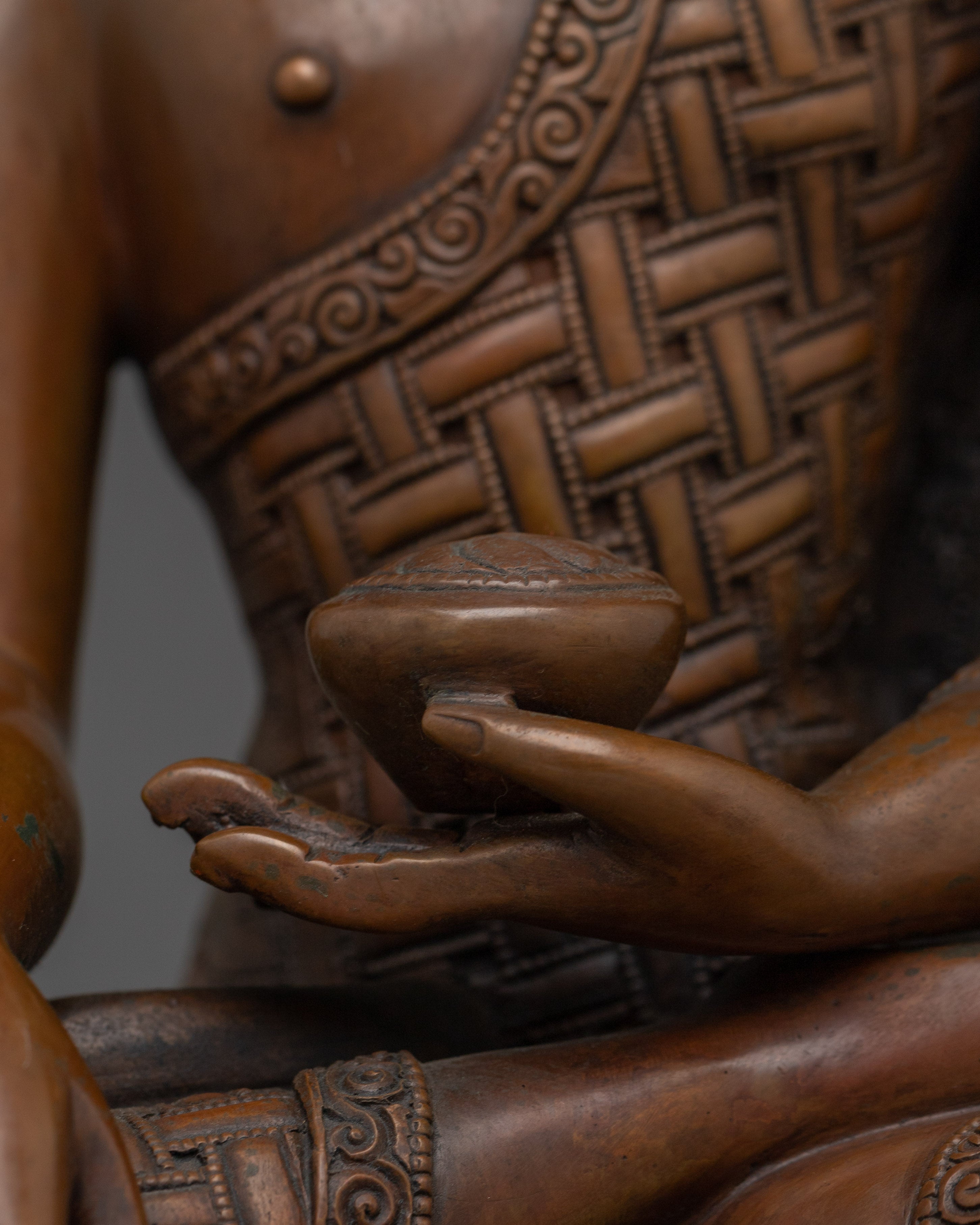 Oxidized Copper Shakyamuni Buddha Buddhist Sculpture | Decor for Peace & Mindfulness