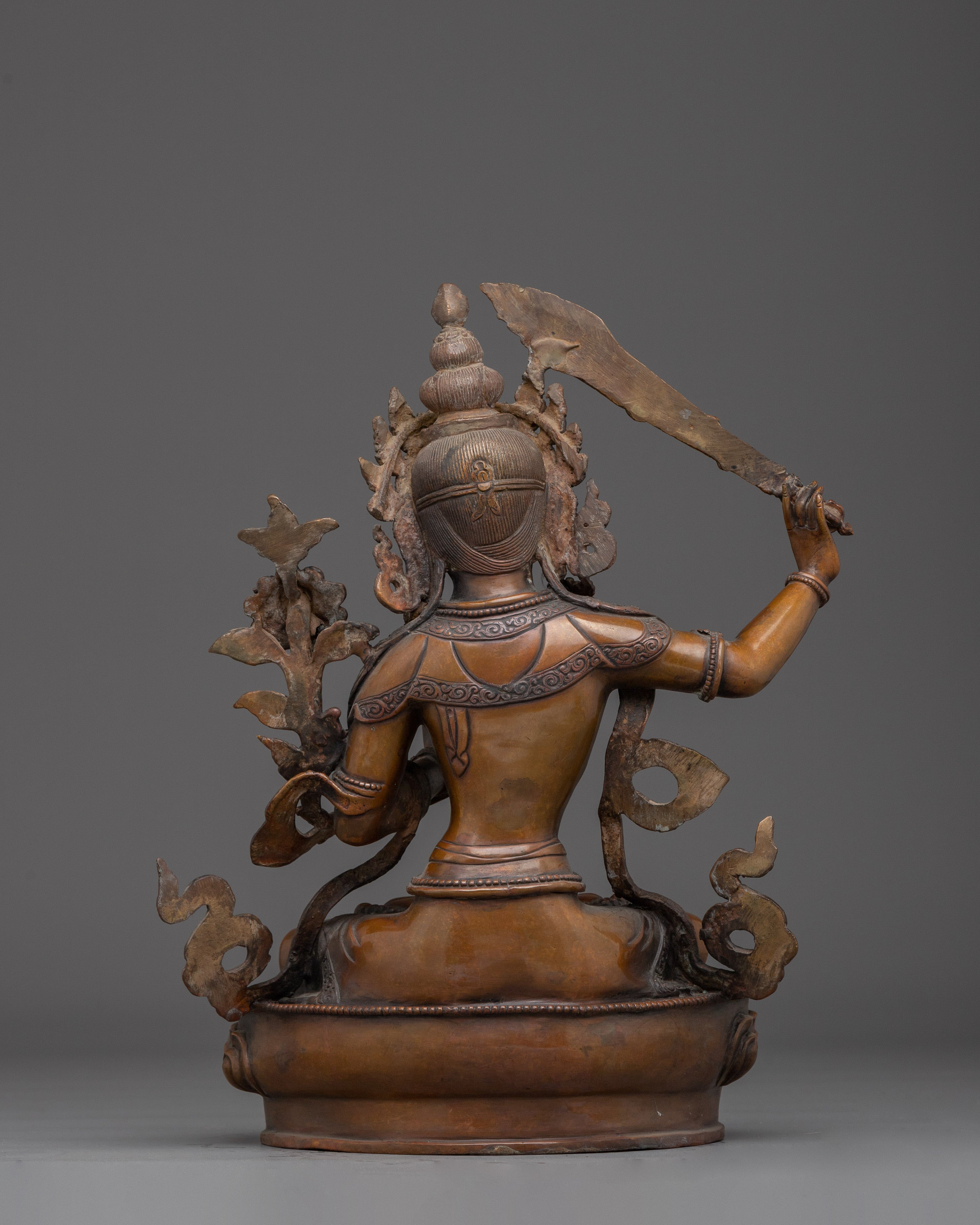 Manjushri Oxidized Copper Wisdom Deity | Perfect for Shrines, or Spiritual Spaces