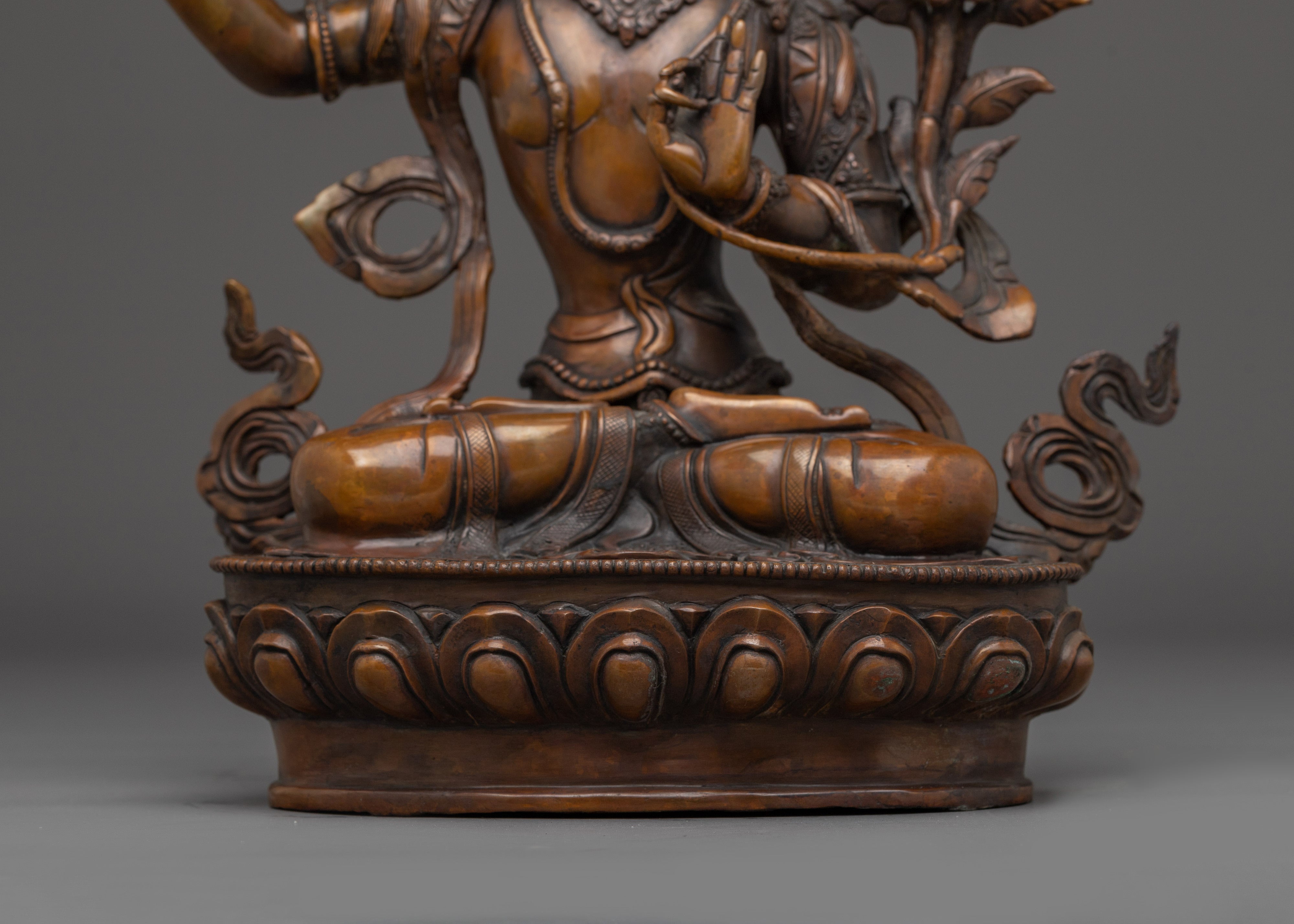 Manjushri Oxidized Copper Wisdom Deity | Perfect for Shrines, or Spiritual Spaces