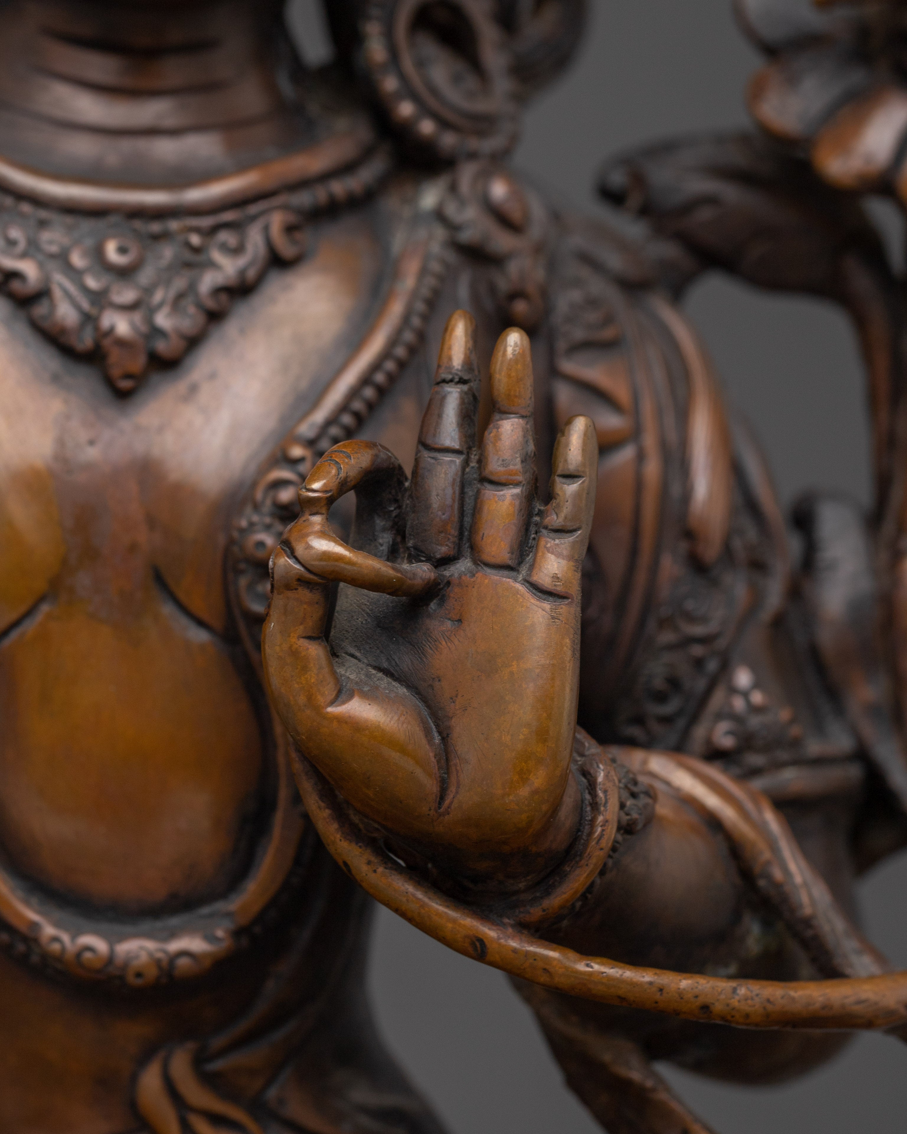 Manjushri Oxidized Copper Wisdom Deity | Perfect for Shrines, or Spiritual Spaces