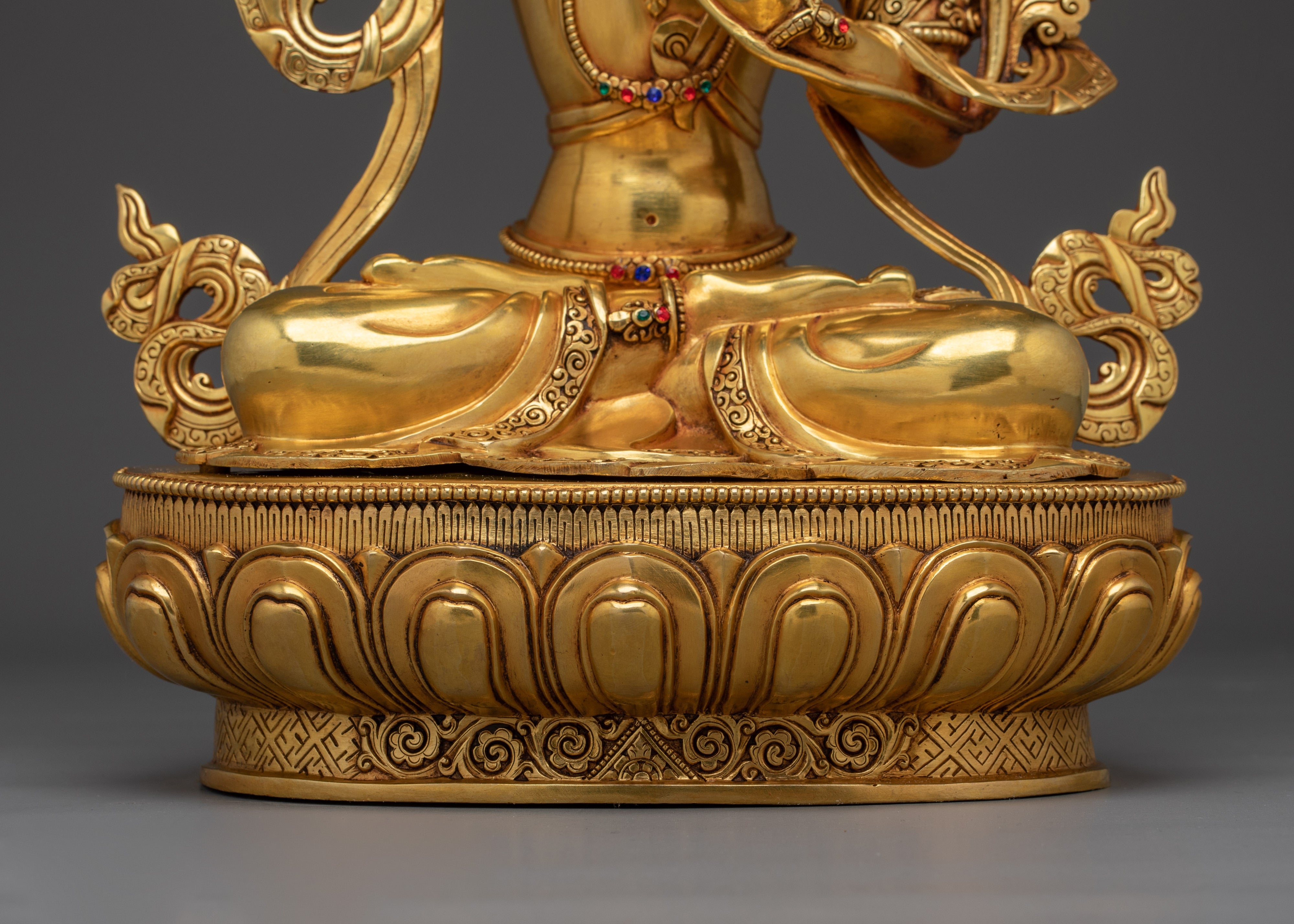Golden Manjushri with Flaming Sword Statue | Wisdom Bodhisattva Deity