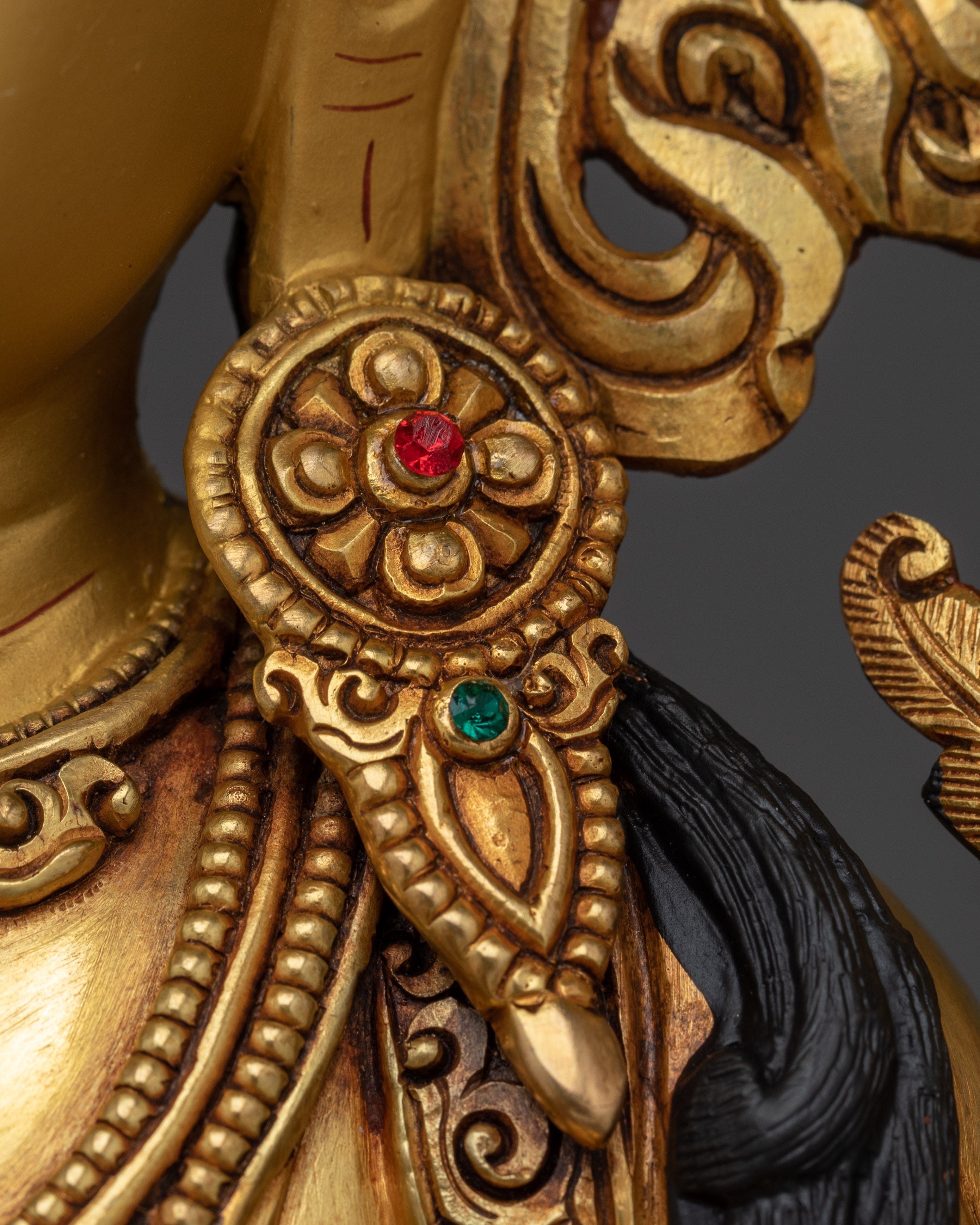 Golden Manjushri with Flaming Sword Statue | Wisdom Bodhisattva Deity