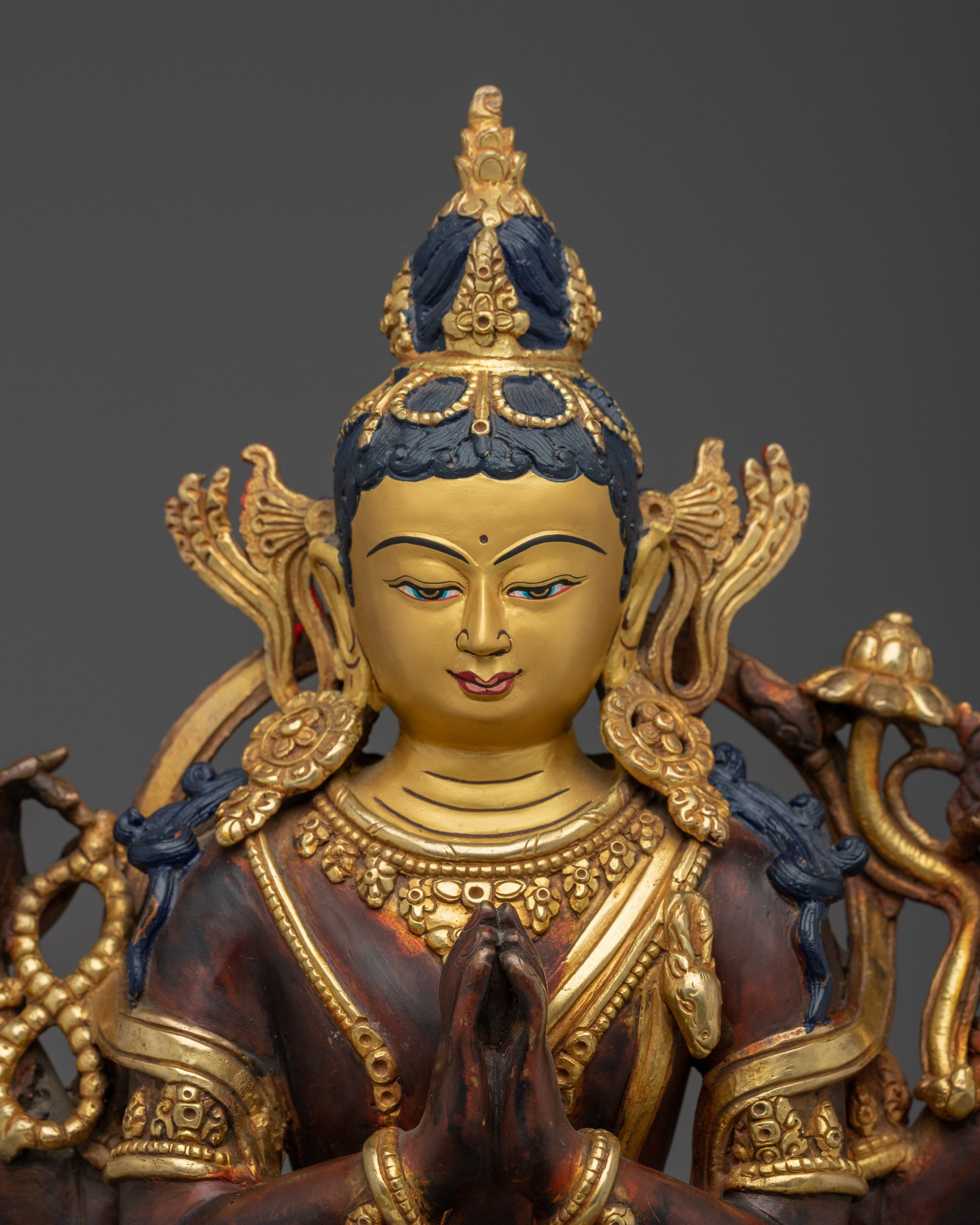 Golden Four Armed Chenrezig Figurine | Spiritual Enlightenment