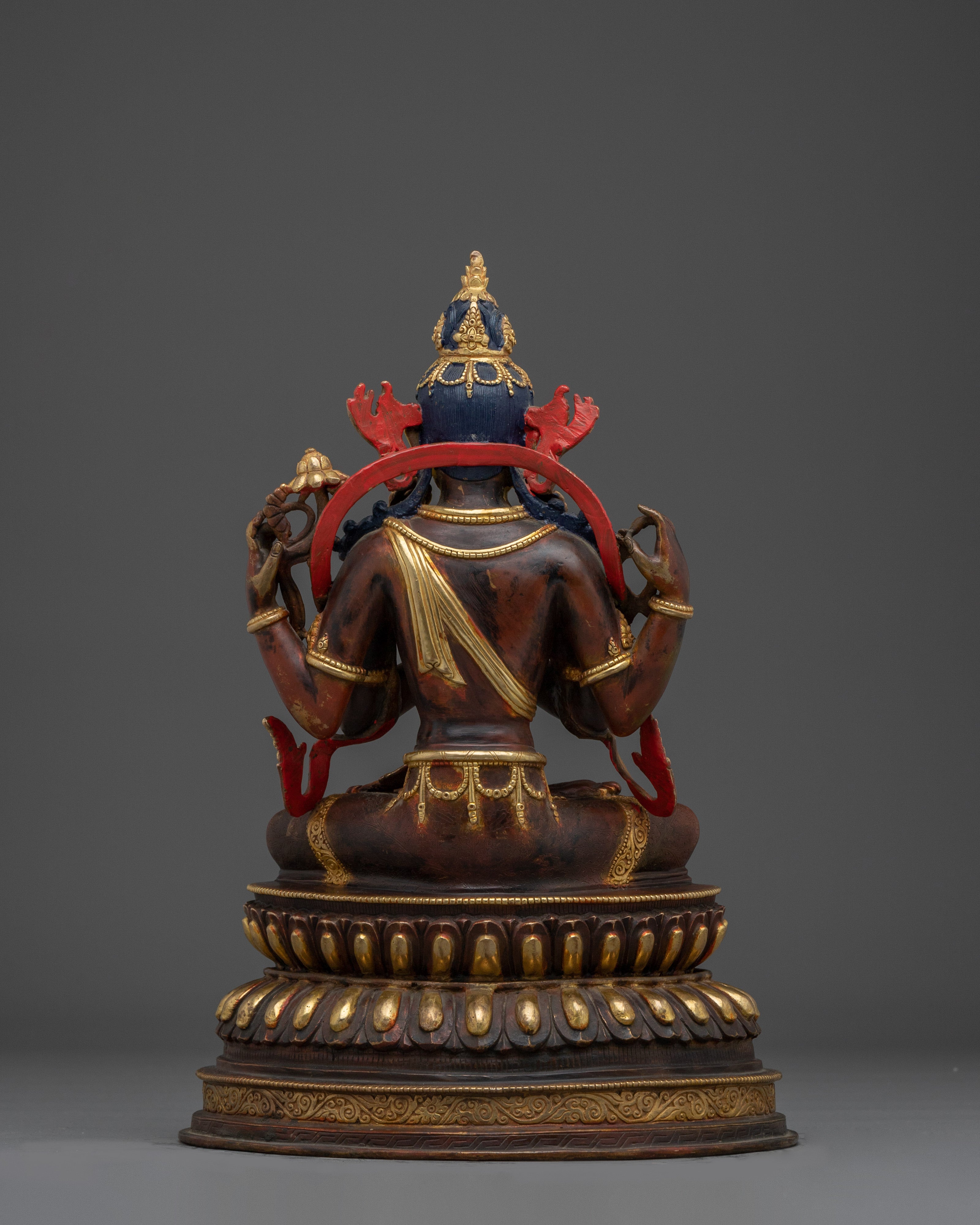 Golden Four Armed Chenrezig Figurine | Spiritual Enlightenment
