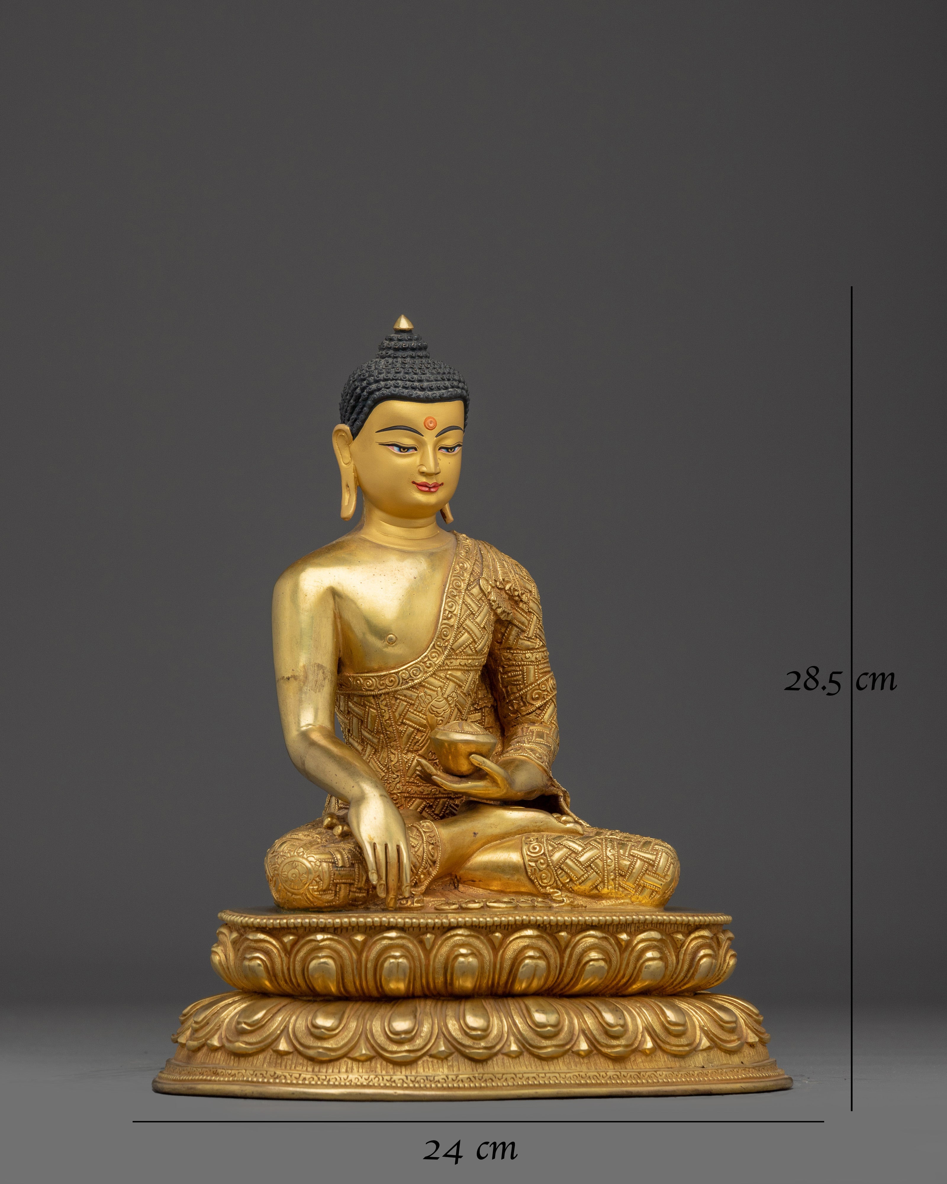 24K gold Shakyamuni Buddha statue in copper