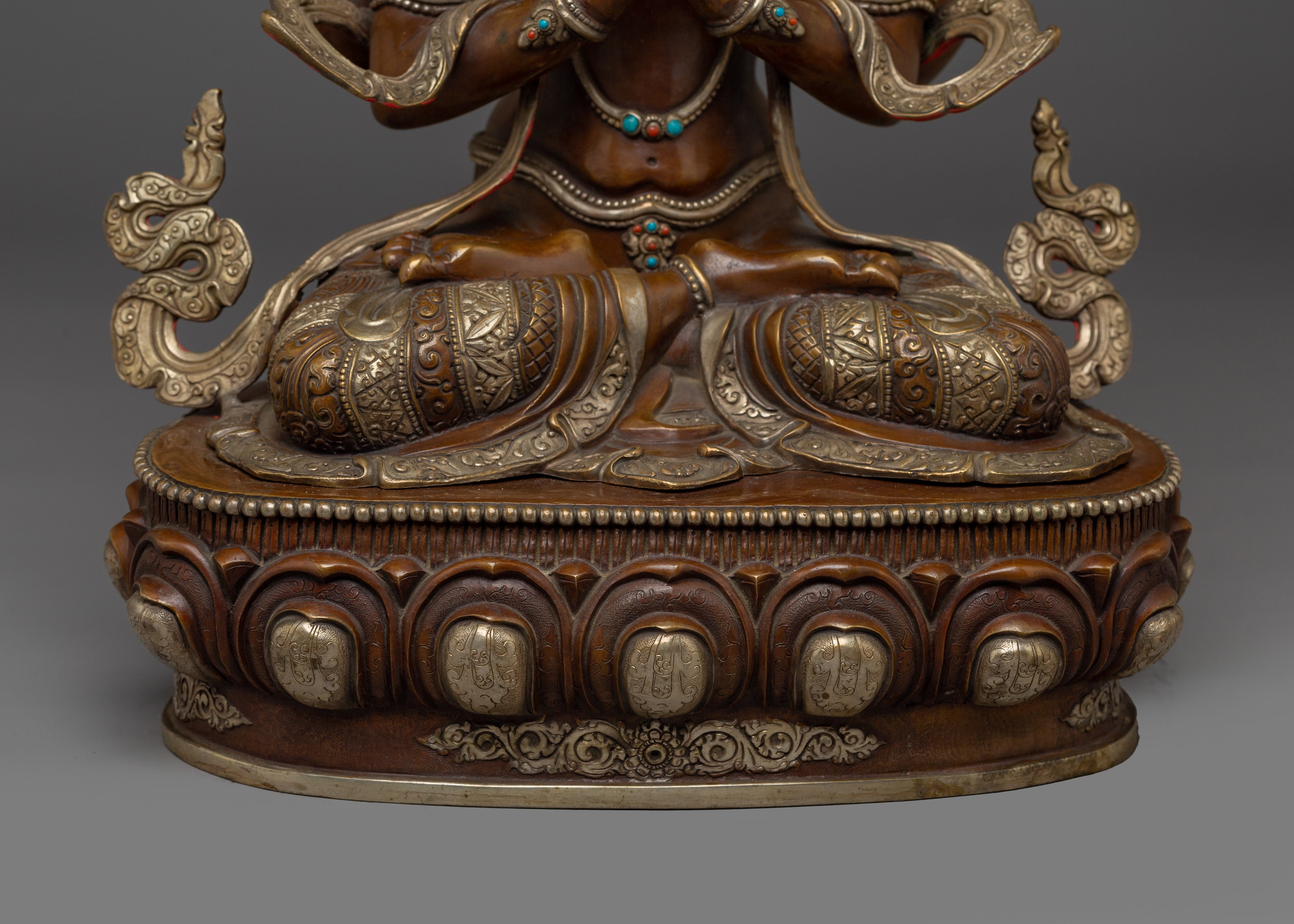 Oxidized Copper Statue of Chenrezig | Buddhist Spiritual Decor