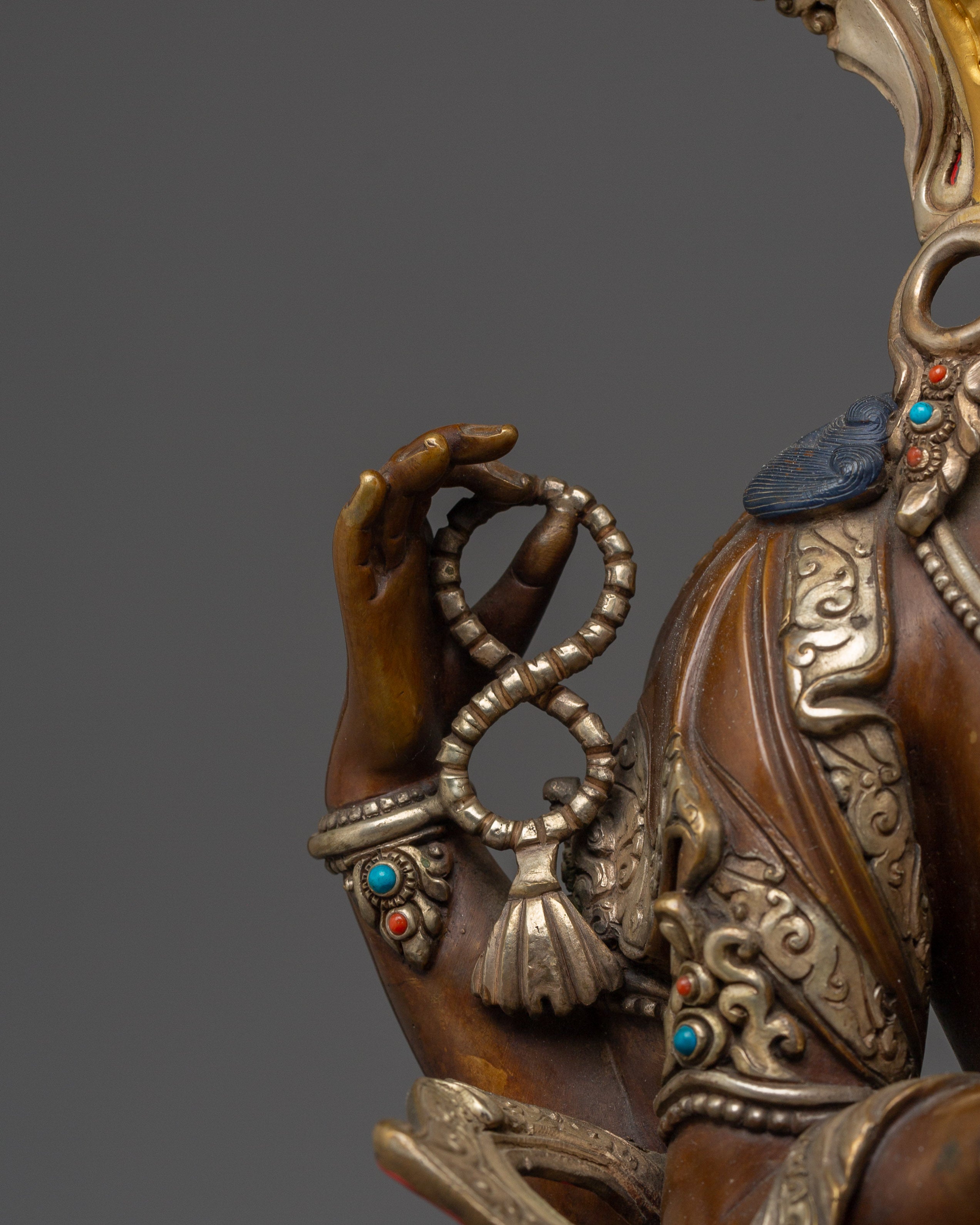 Oxidized Copper Statue of Chenrezig | Buddhist Spiritual Decor