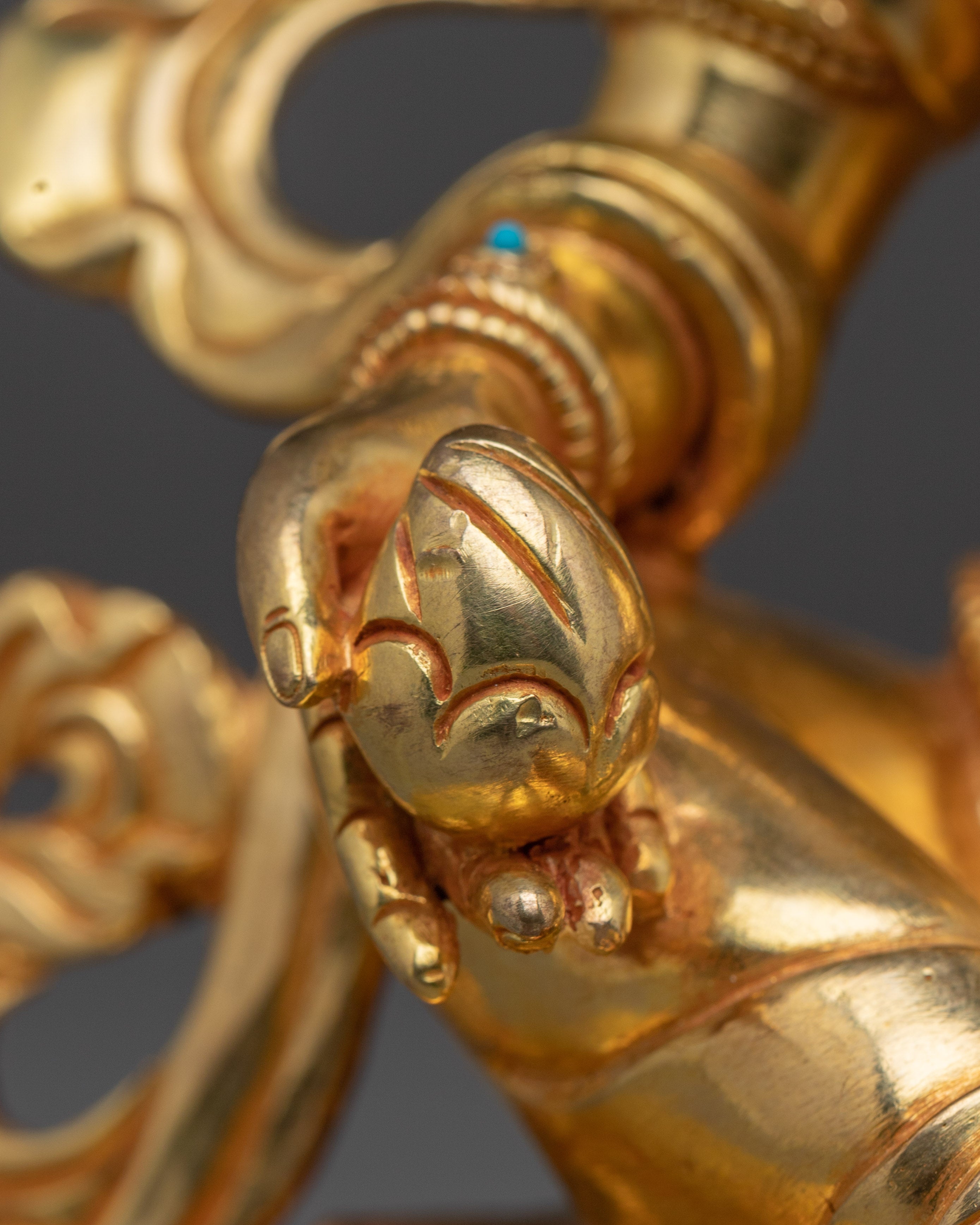 Golden Statue of Wealth Symbol Dzambhala | Buddhist Spiritual Decor