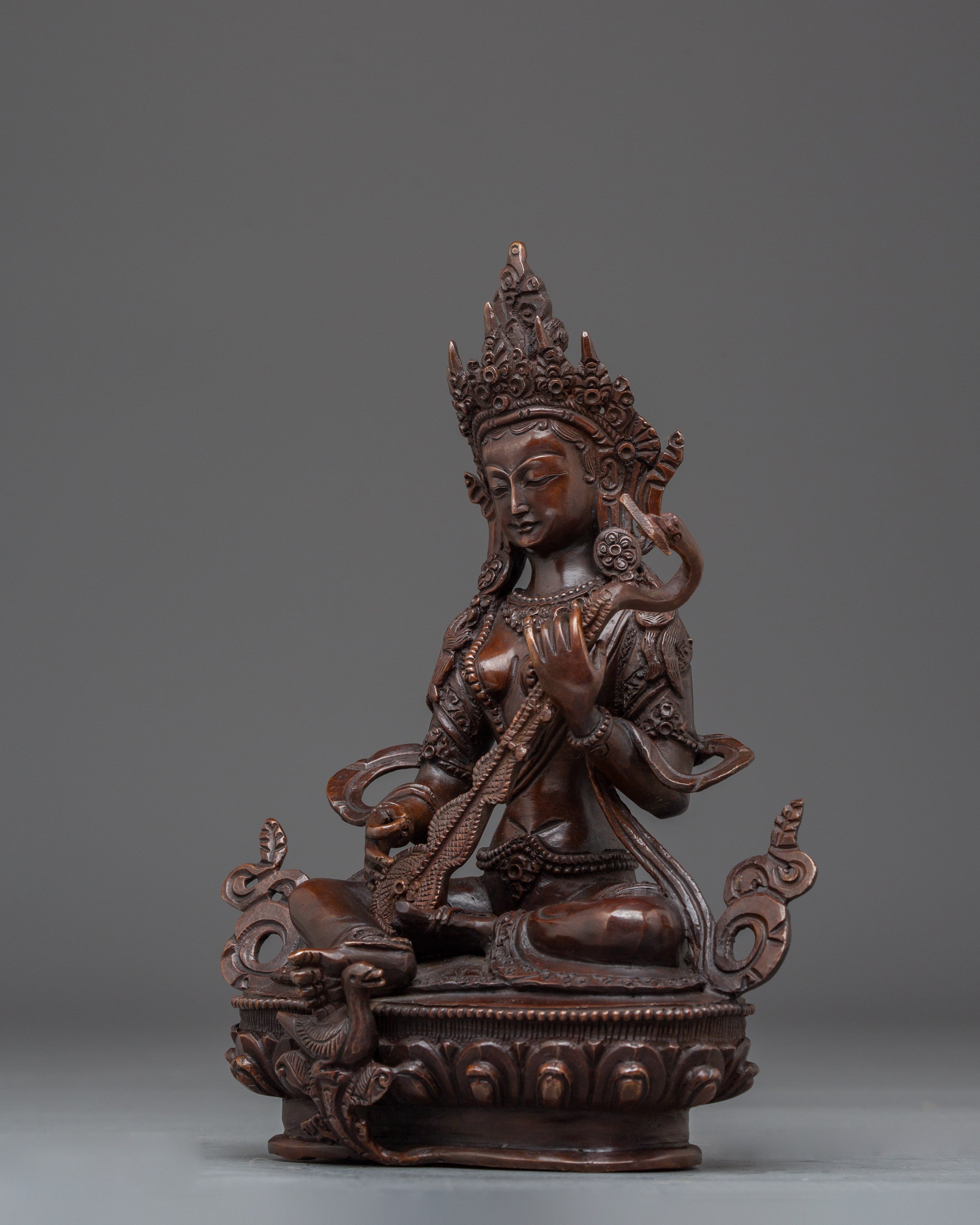 Wisdom Goddess Saraswati Spiritual Statue | Hindu Revered Deity