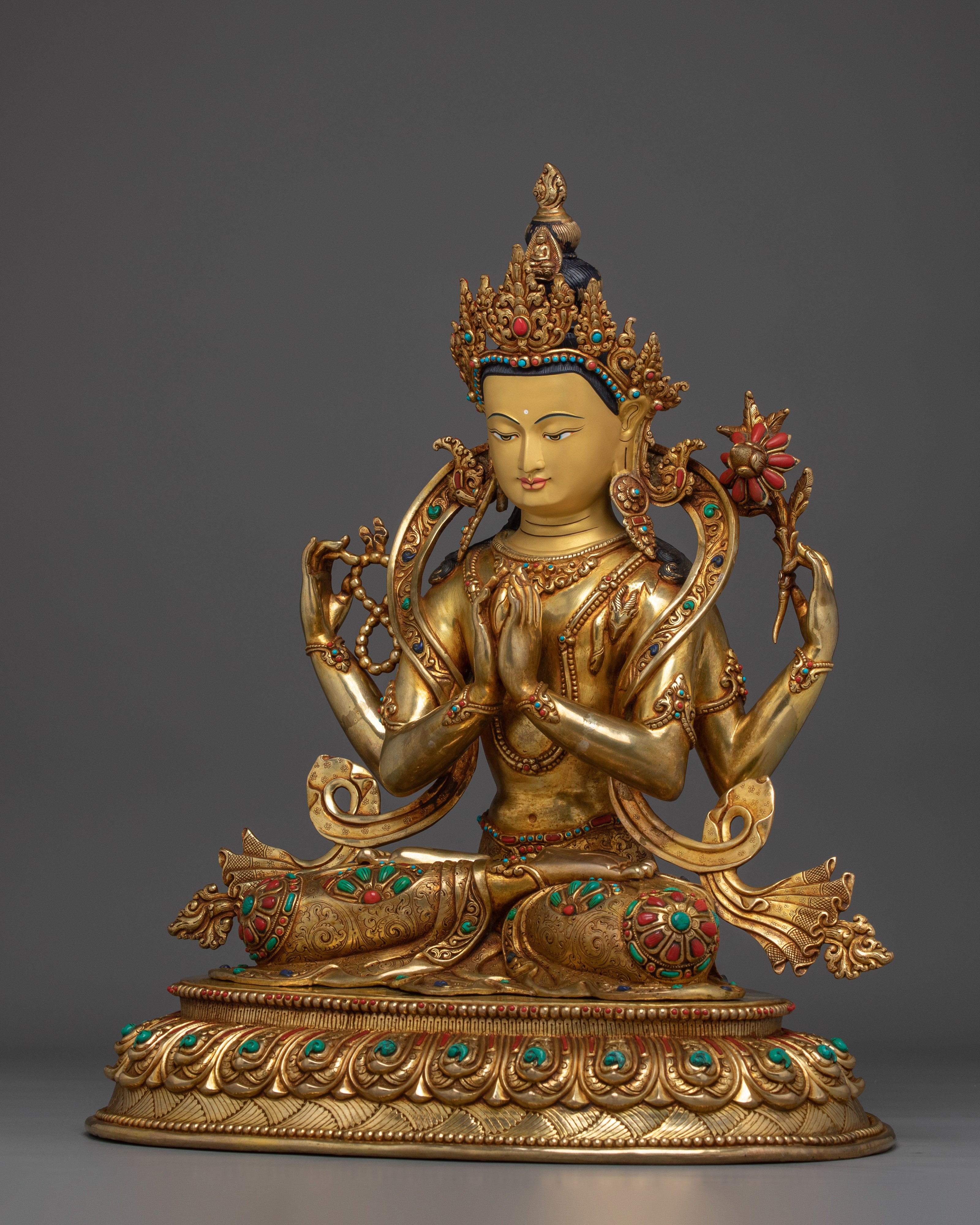 Divine Four-armed Chenrezig Statue | Avalokiteshvara - Bodhisattva of Compassion