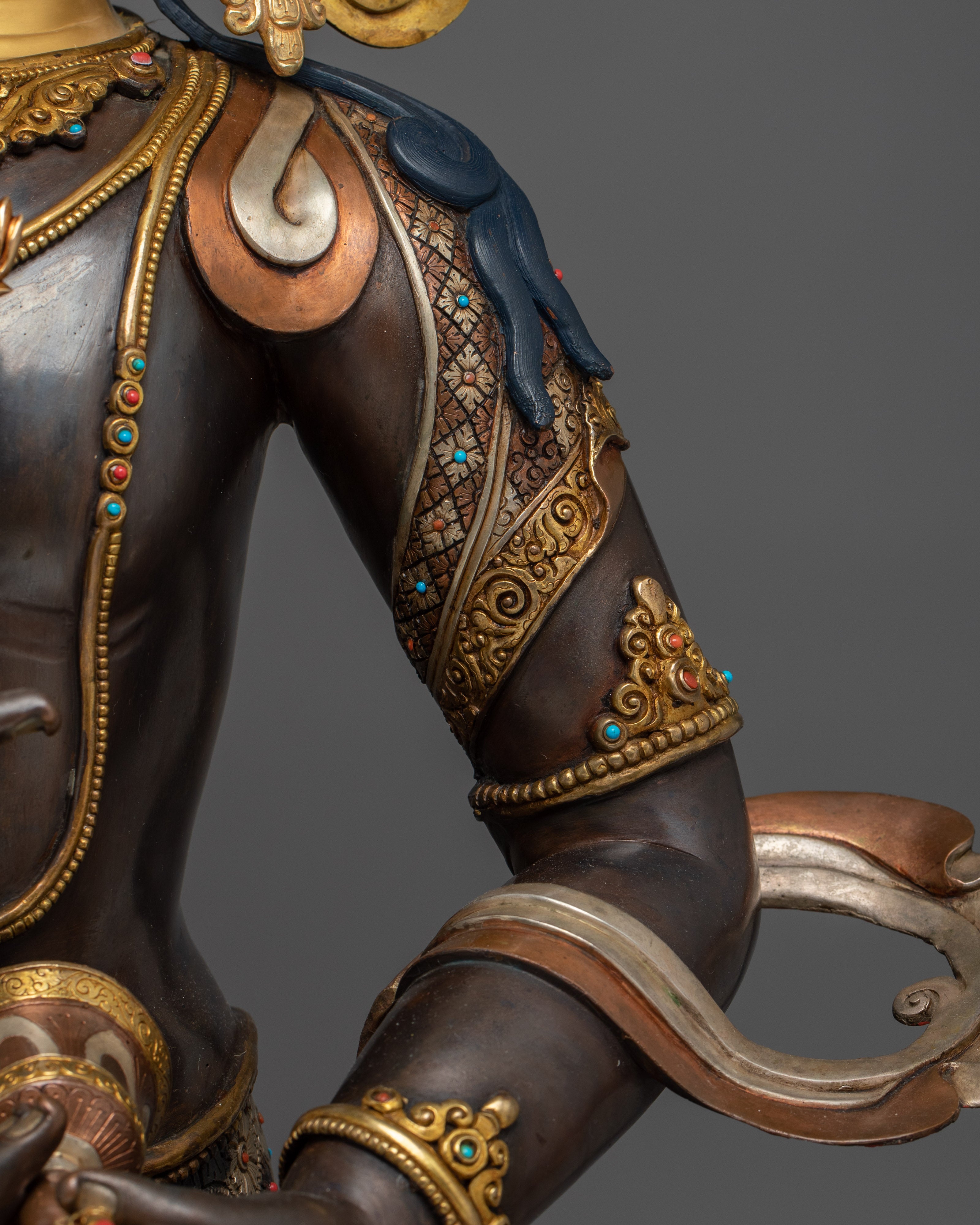 Vajrasattva Statue in Copper with Acrylic Detailing | Deity for Purification & Altar