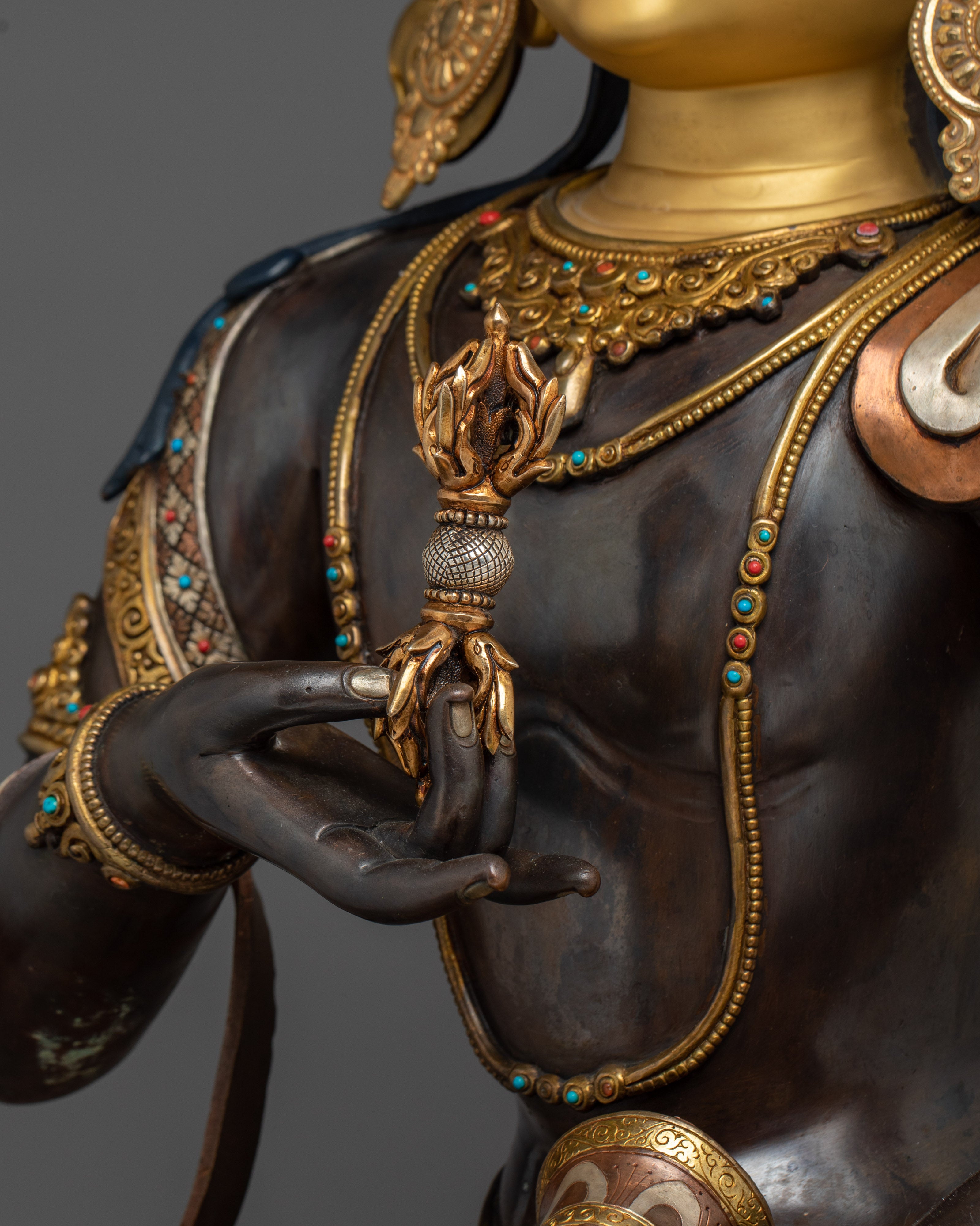 Vajrasattva Statue in Copper with Acrylic Detailing | Deity for Purification & Altar