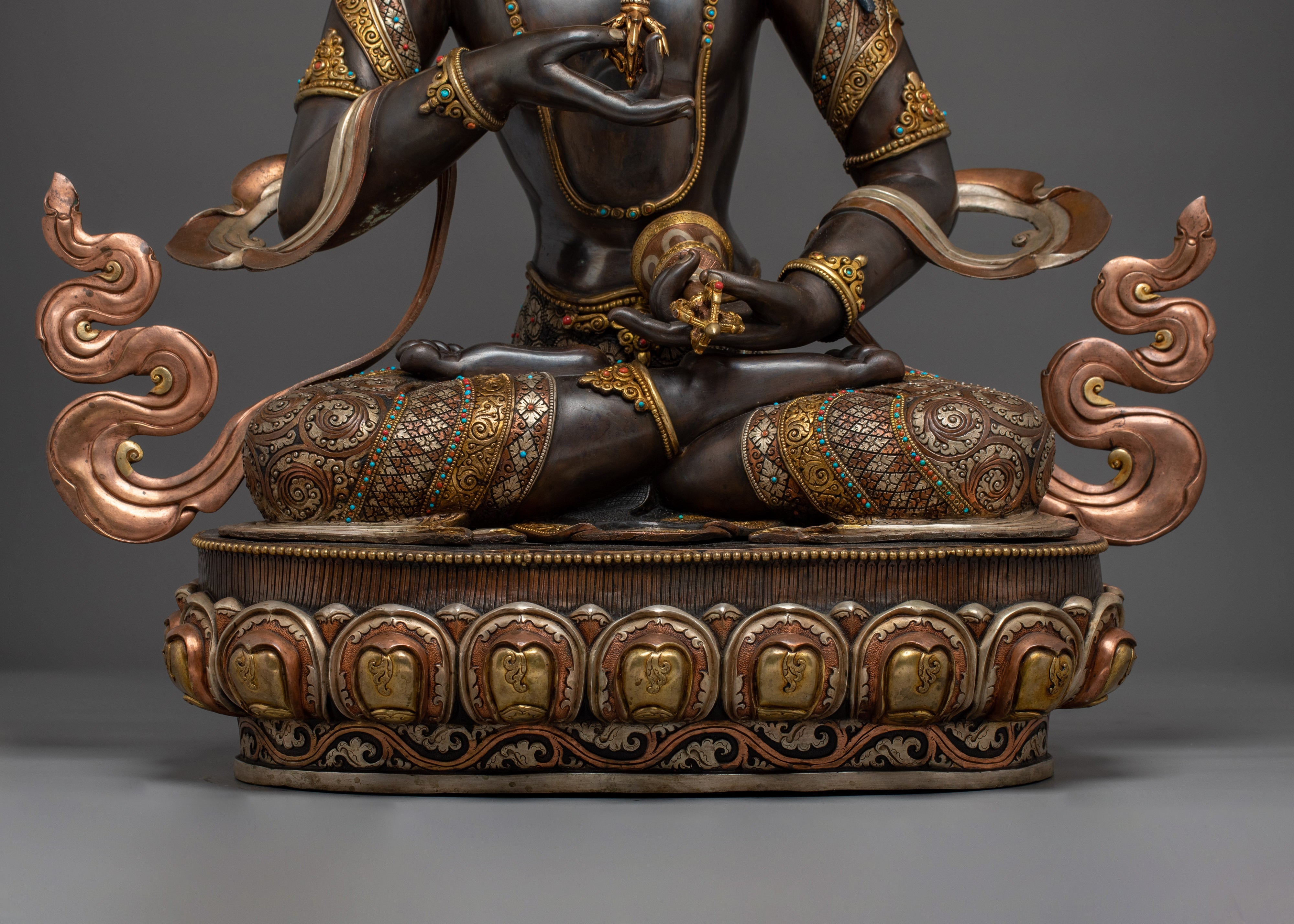 Vajrasattva Statue in Copper with Acrylic Detailing | Deity for Purification & Altar