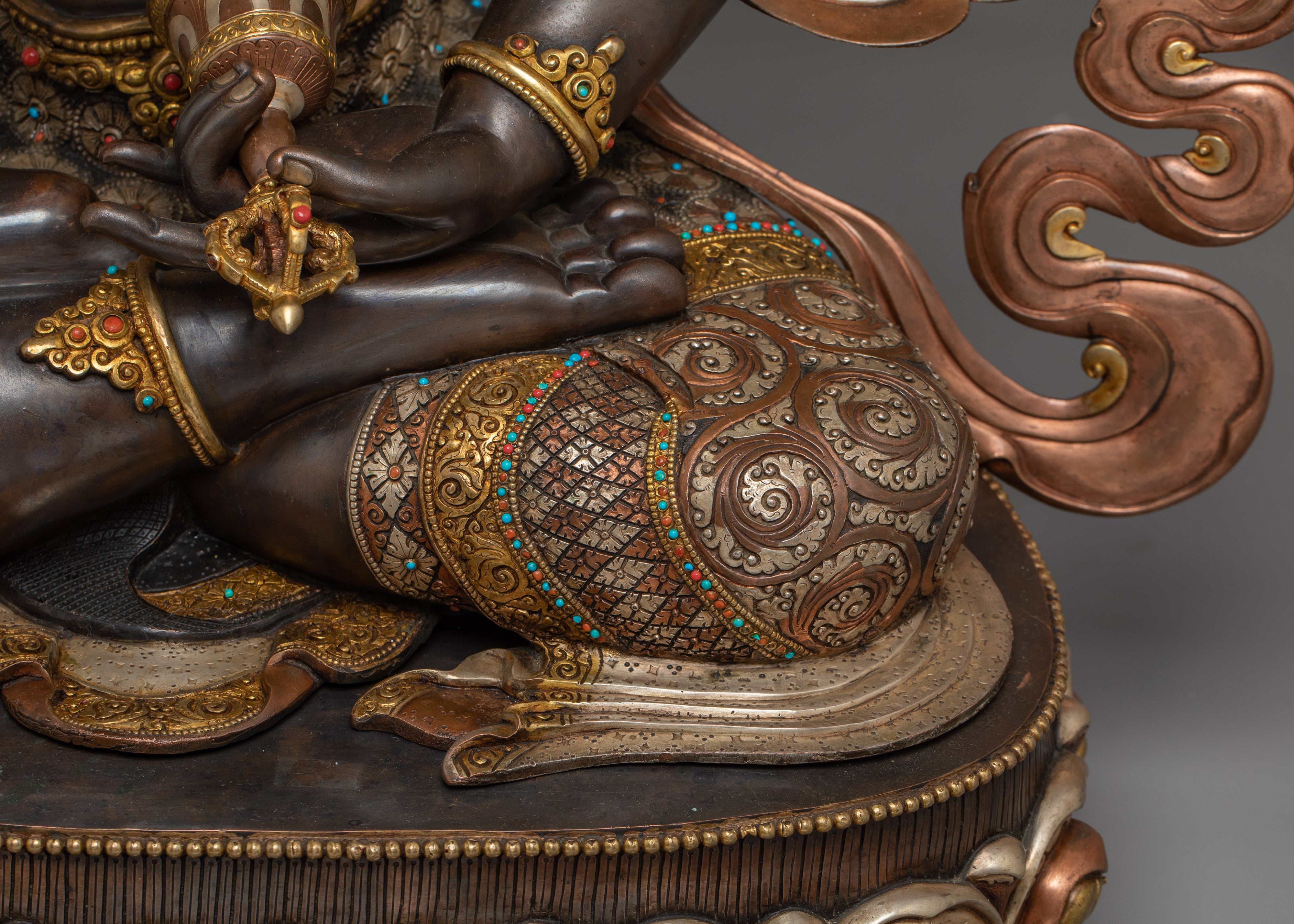 Vajrasattva Statue in Copper with Acrylic Detailing | Deity for Purification & Altar