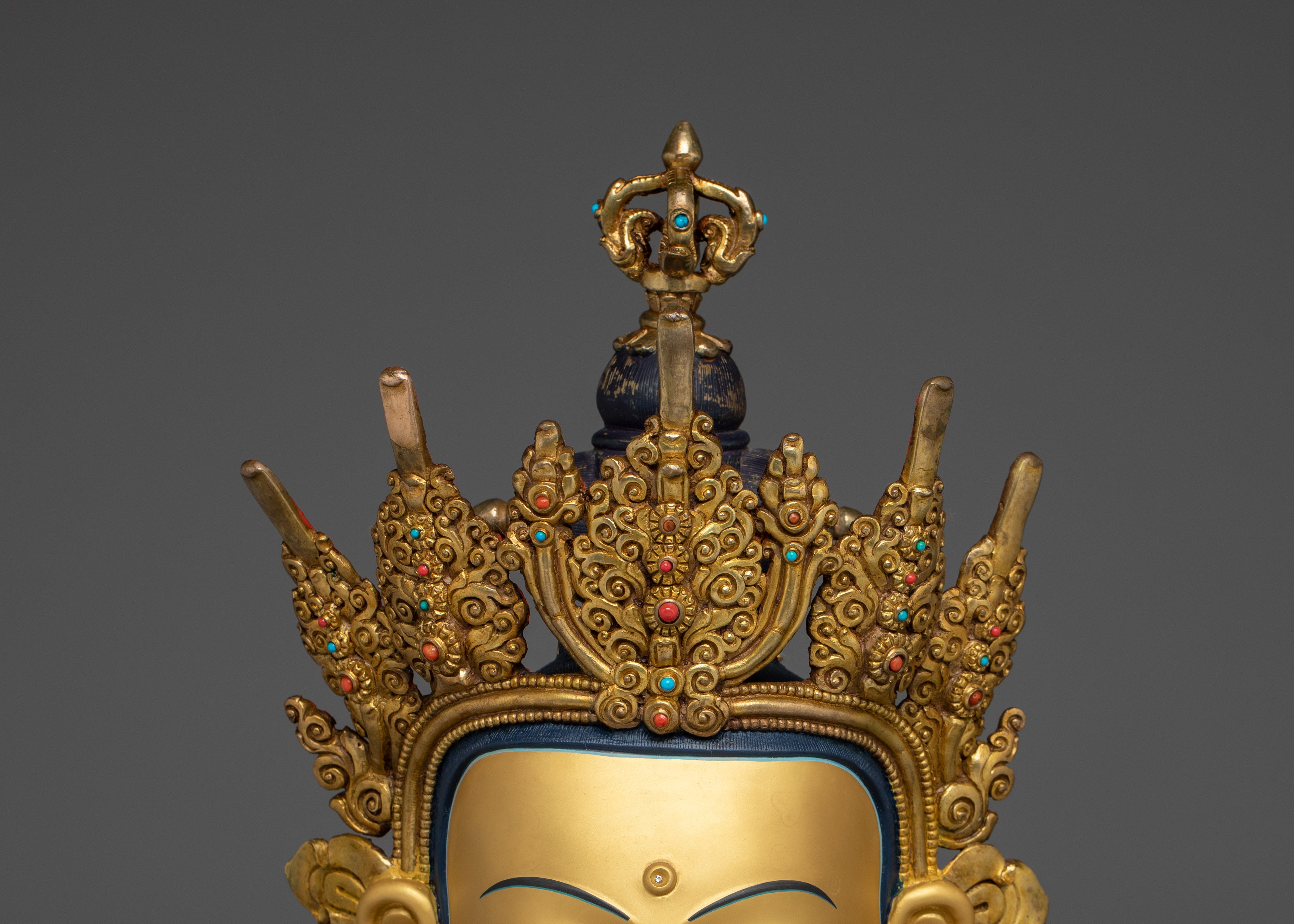 Vajrasattva Statue in Copper with Acrylic Detailing | Deity for Purification & Altar