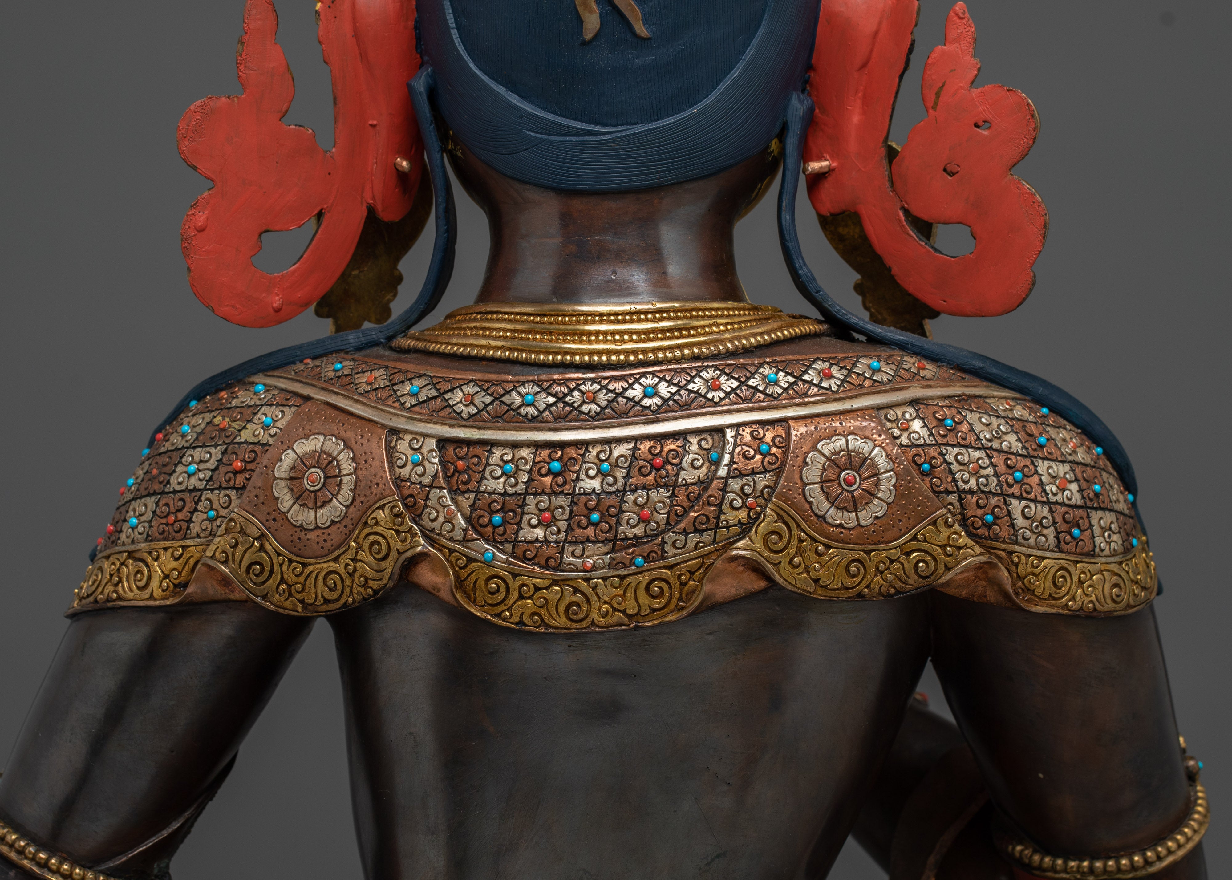 Vajrasattva Statue in Copper with Acrylic Detailing | Deity for Purification & Altar