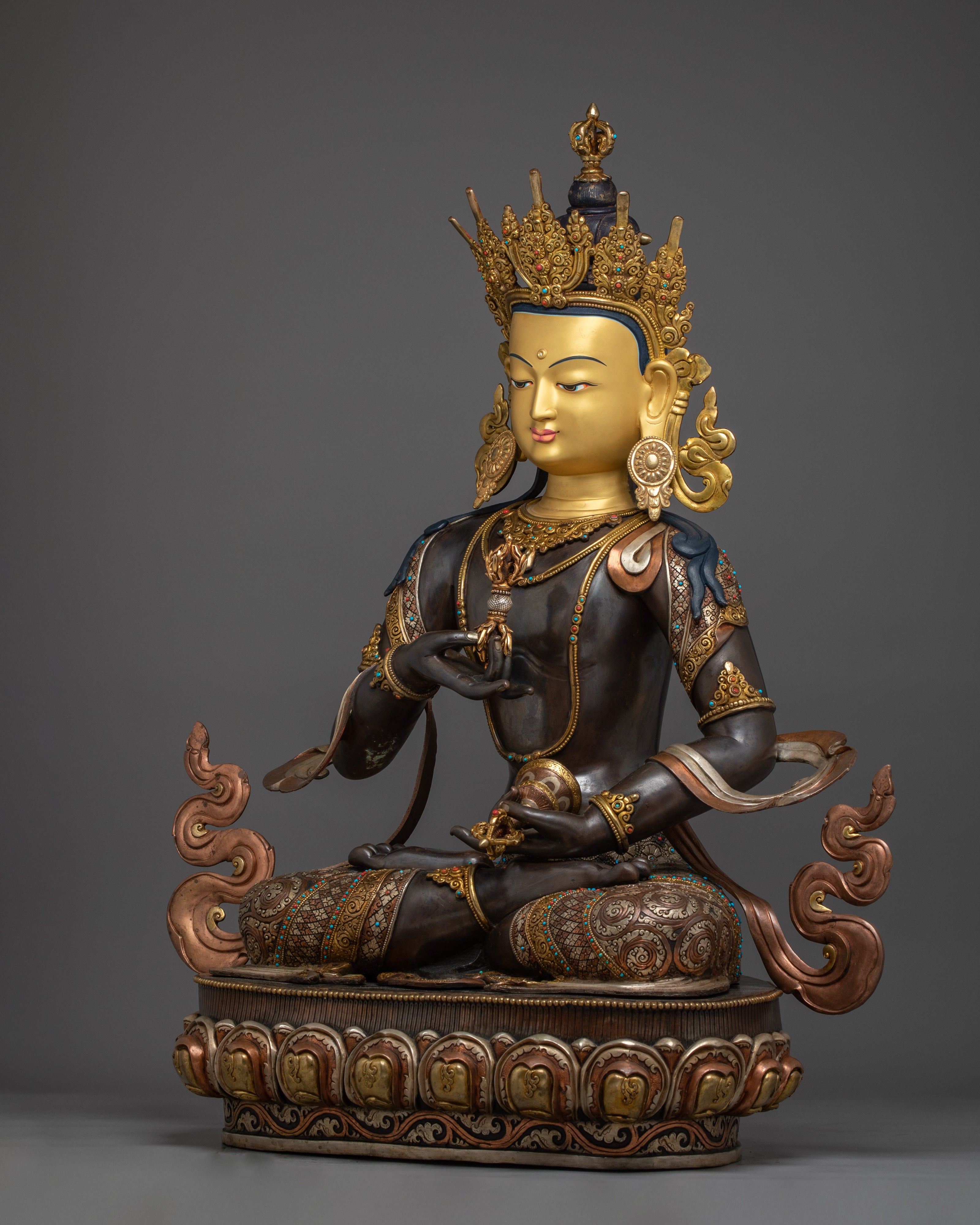 Vajrasattva Statue in Copper with Acrylic Detailing | Deity for Purification & Altar