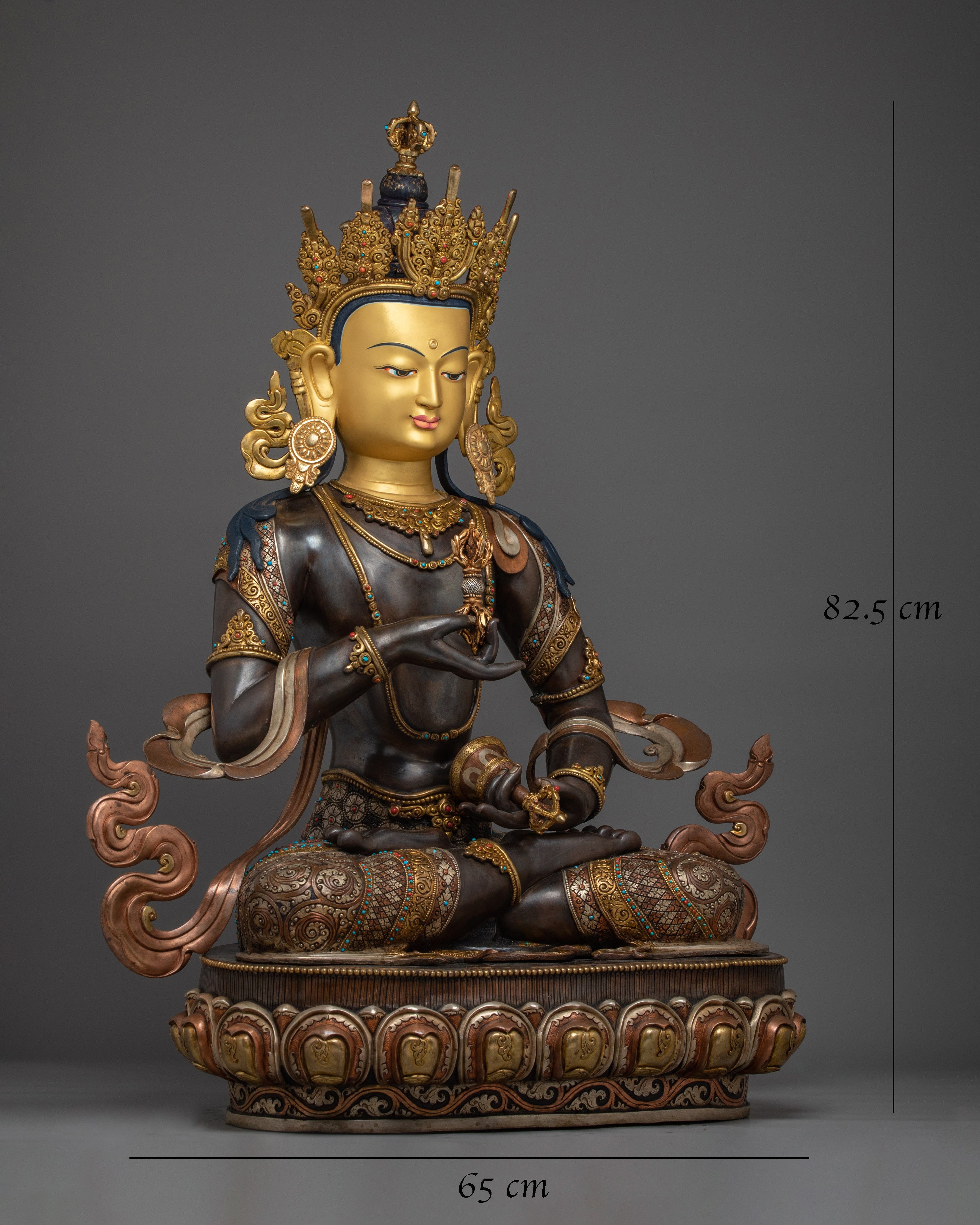 Vajrasattva Statue in Copper with Acrylic Detailing
