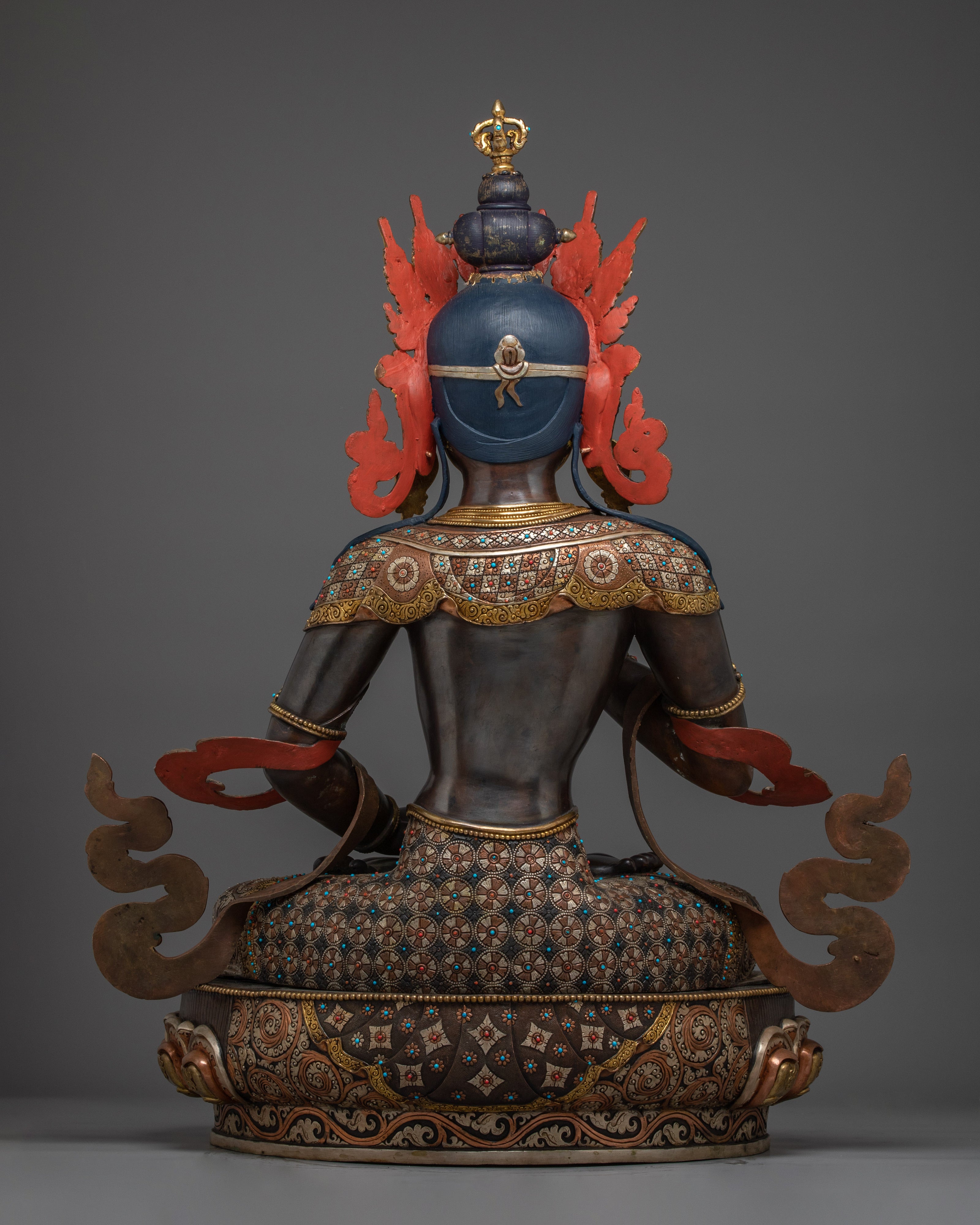 Vajrasattva Statue in Copper with Acrylic Detailing | Deity for Purification & Altar