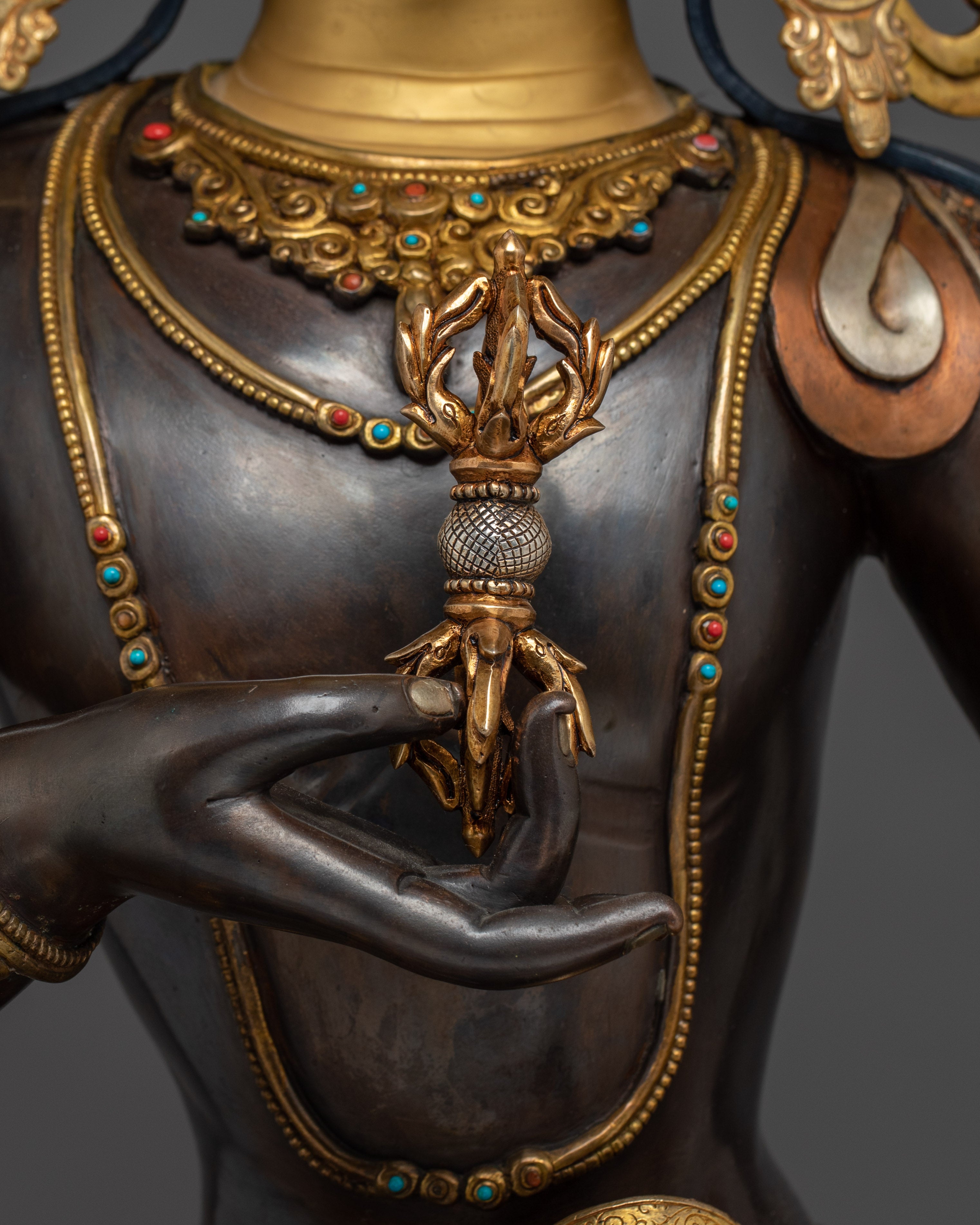 Vajrasattva Statue in Copper with Acrylic Detailing | Deity for Purification & Altar