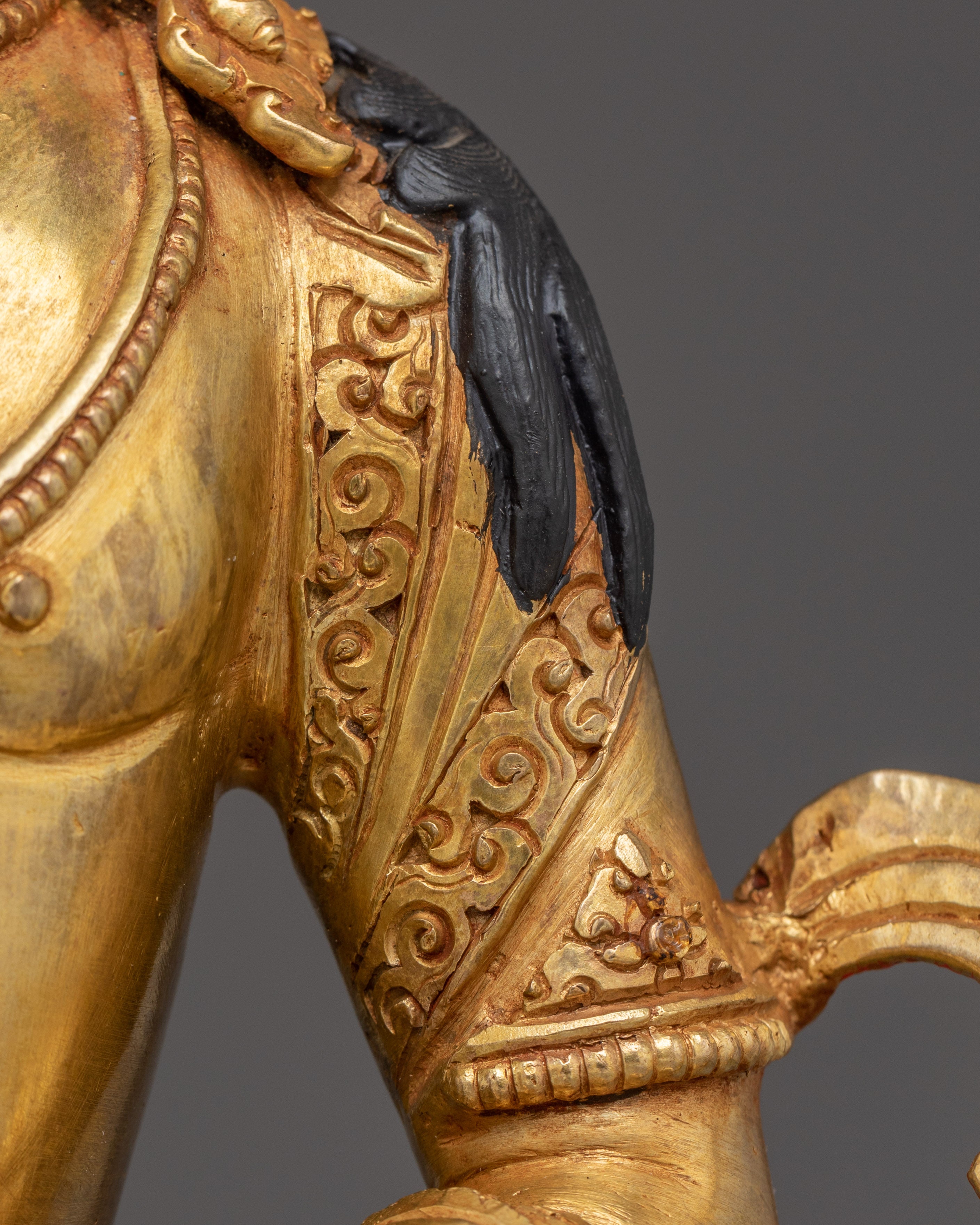 Amitayus Statue in Copper with Gemstones | Buddhist Deity of Long Life