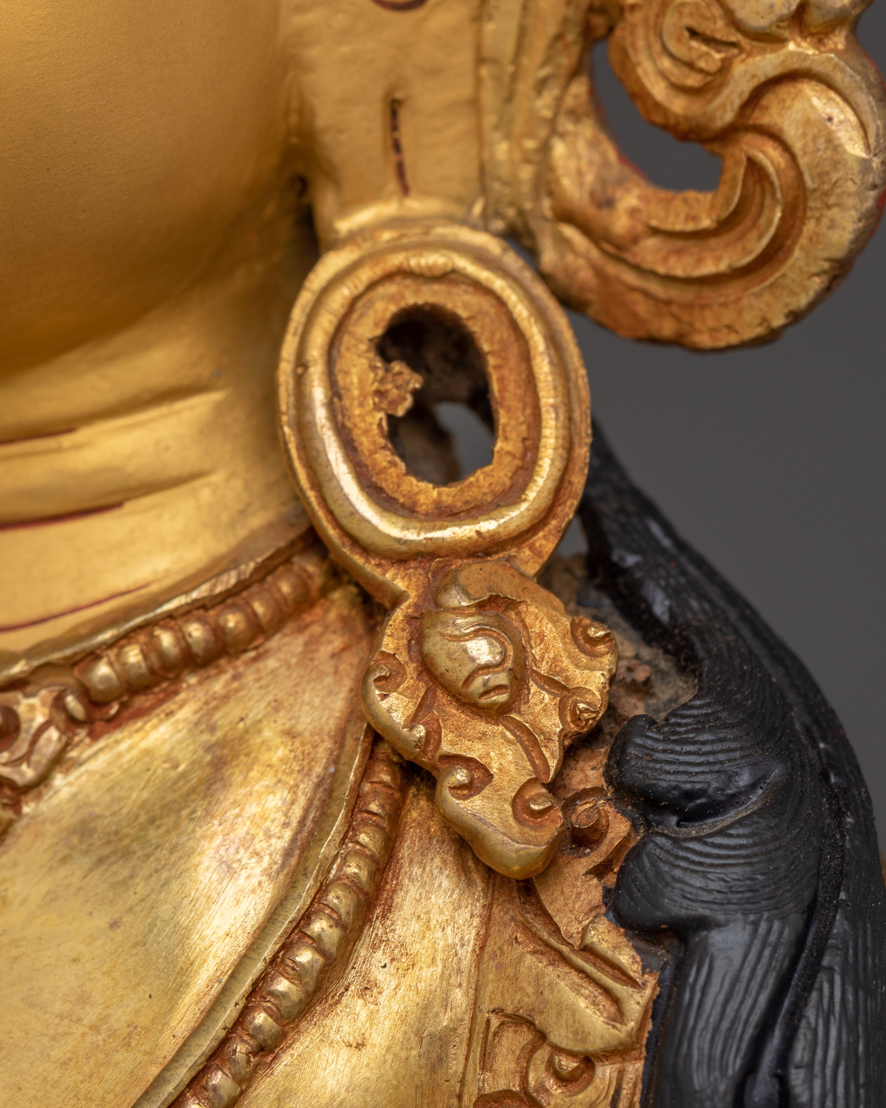 Amitayus Statue in Copper with Gemstones | Buddhist Deity of Long Life