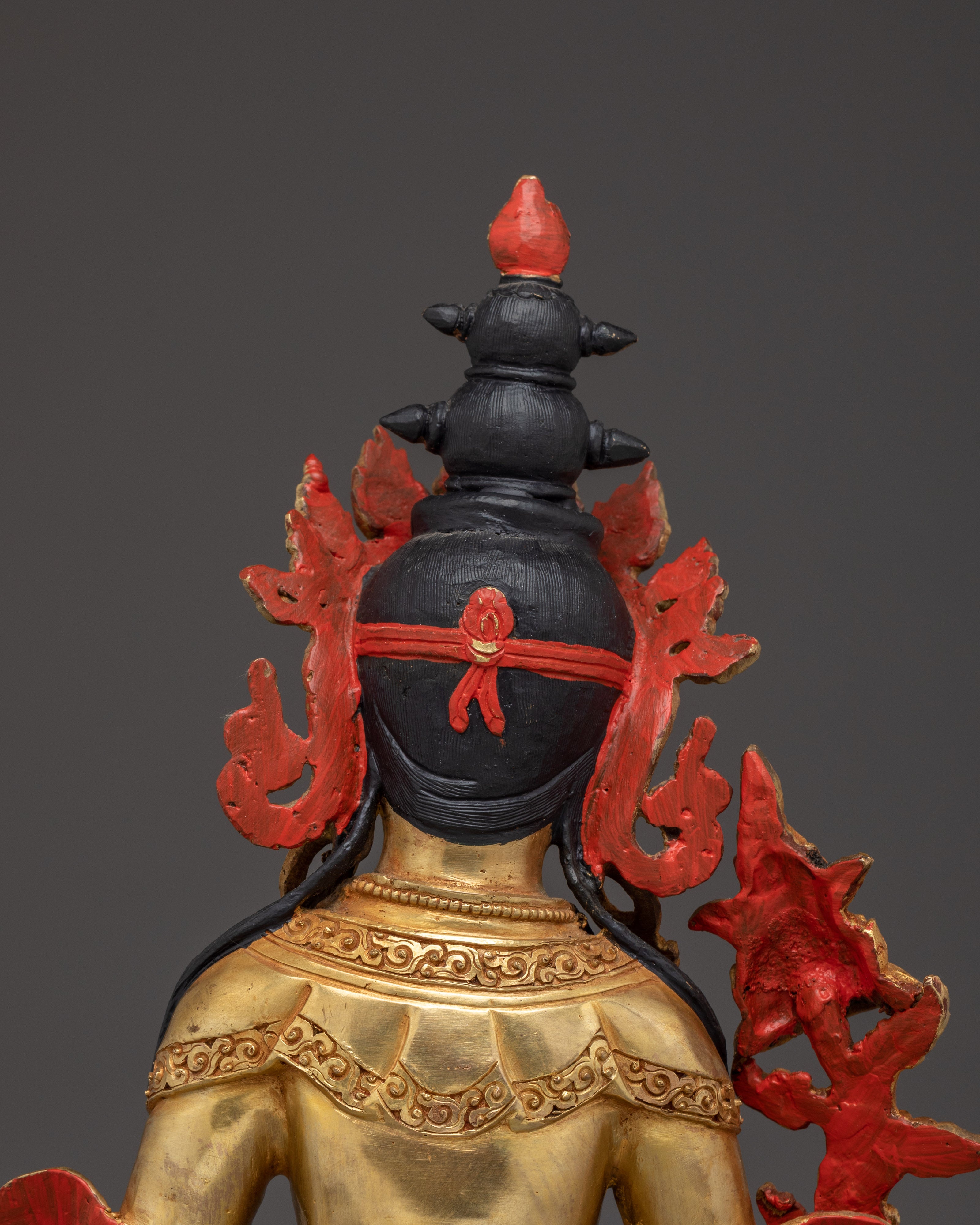 Amitayus Statue in Copper with Gemstones | Buddhist Deity of Long Life