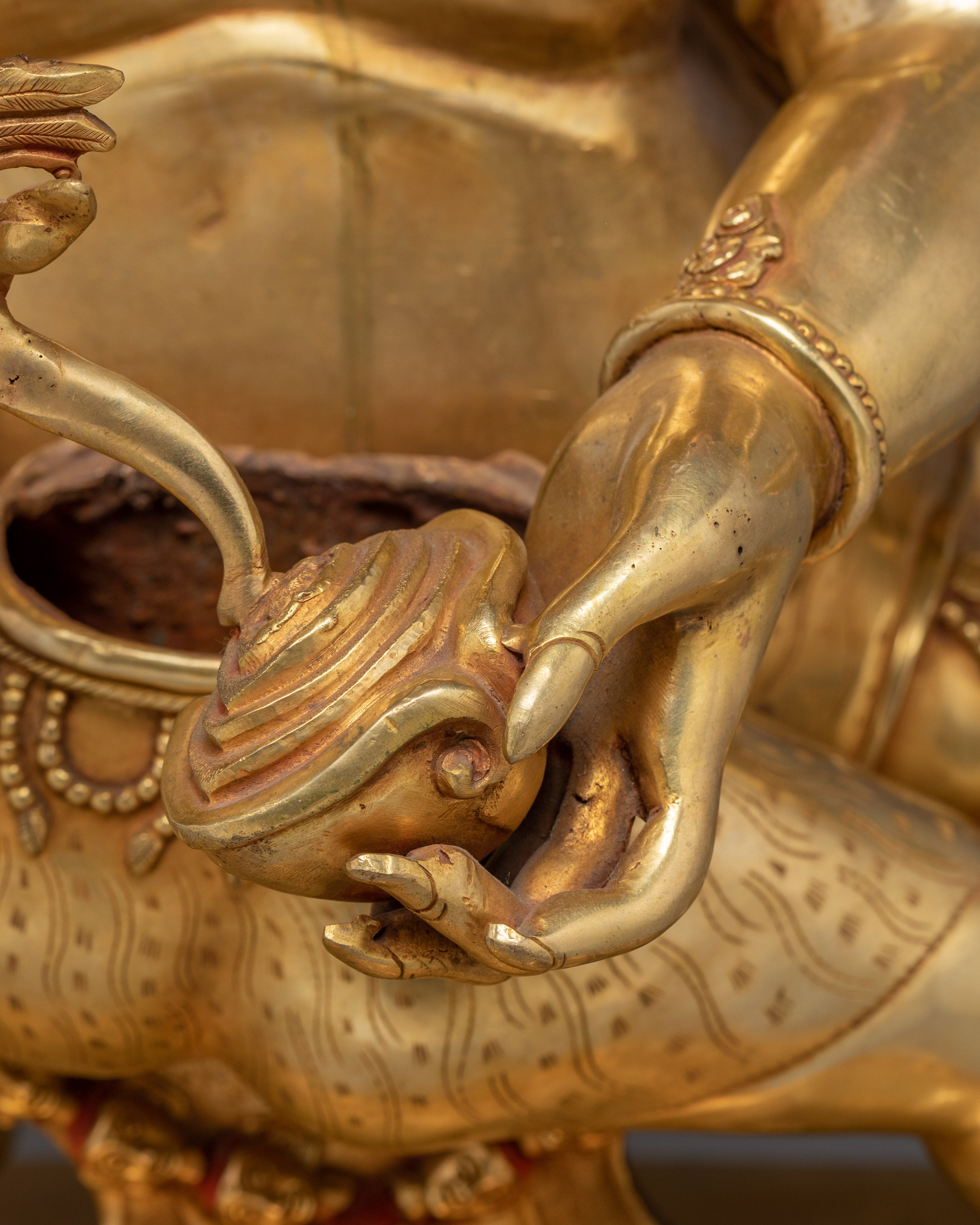 Hayagriva Statue Wrathful Protector Deity | Buddhist Protector in Gold-Gilded Copper
