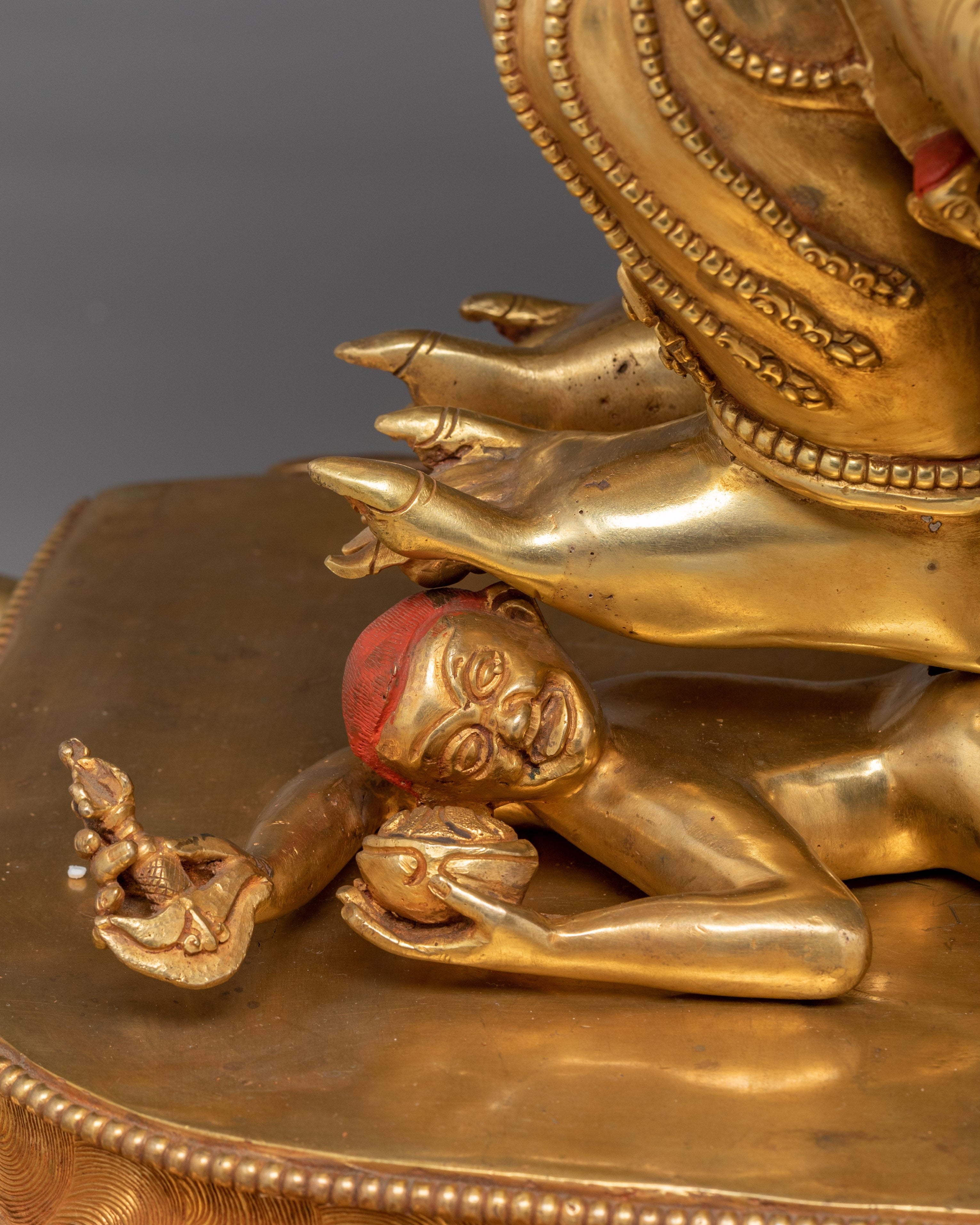 Hayagriva Statue Wrathful Protector Deity | Buddhist Protector in Gold-Gilded Copper
