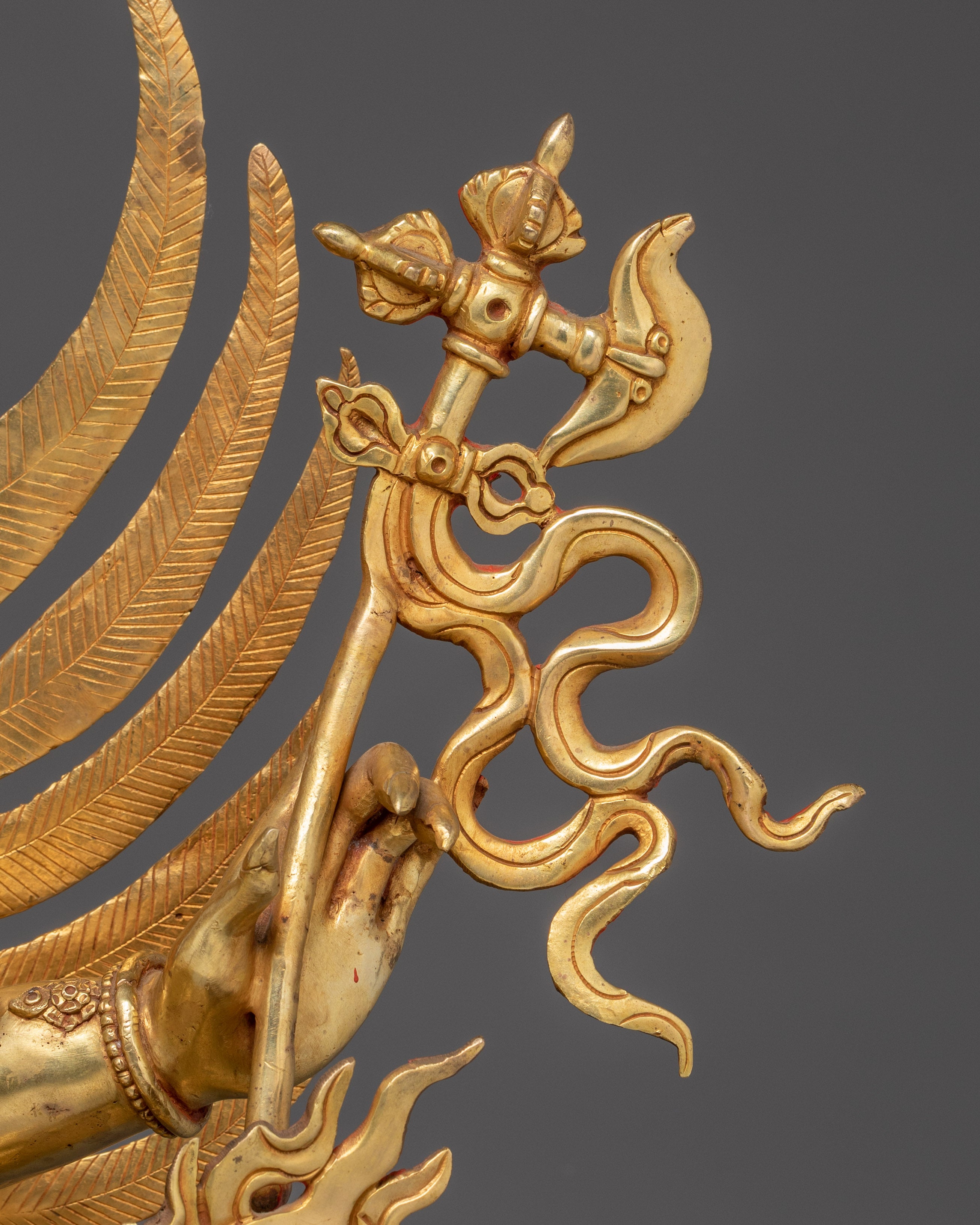 Hayagriva Statue Wrathful Protector Deity | Buddhist Protector in Gold-Gilded Copper