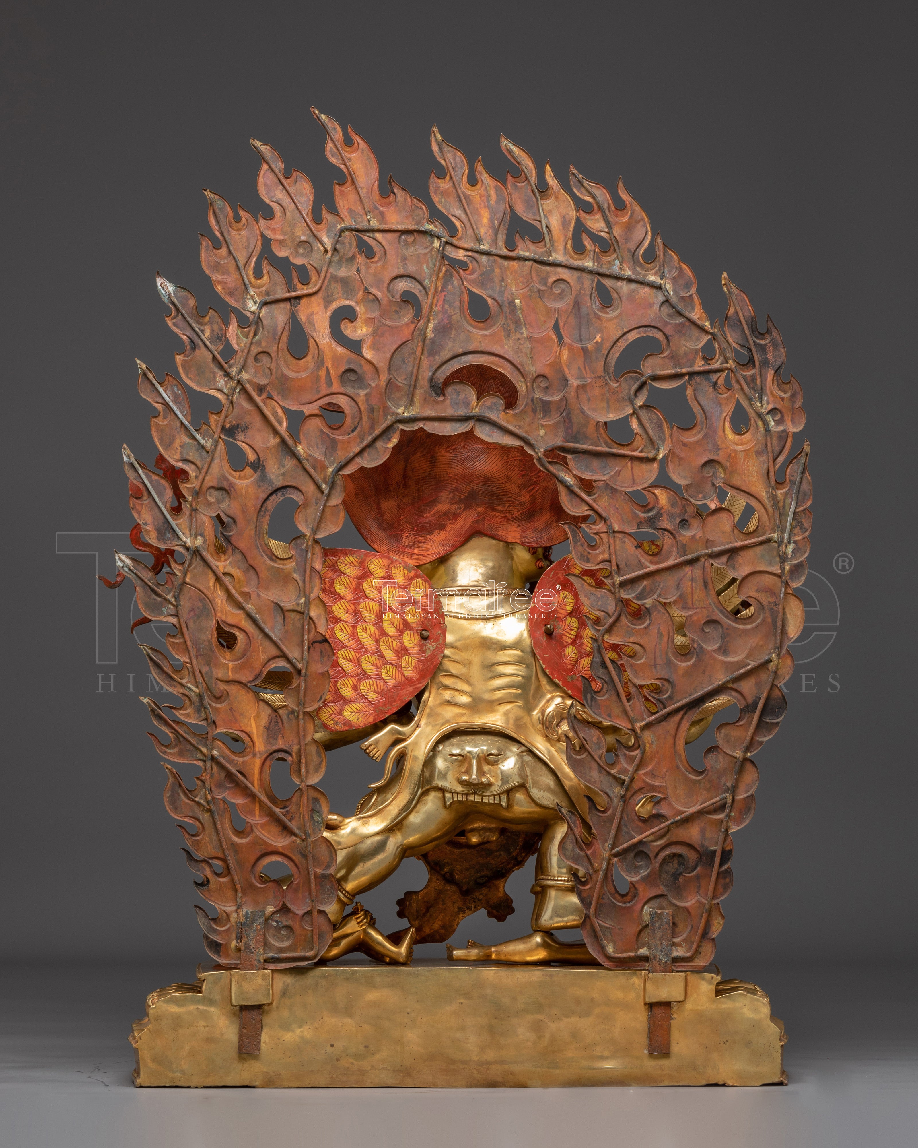 Hayagriva Statue Wrathful Protector Deity | Buddhist Protector in Gold-Gilded Copper