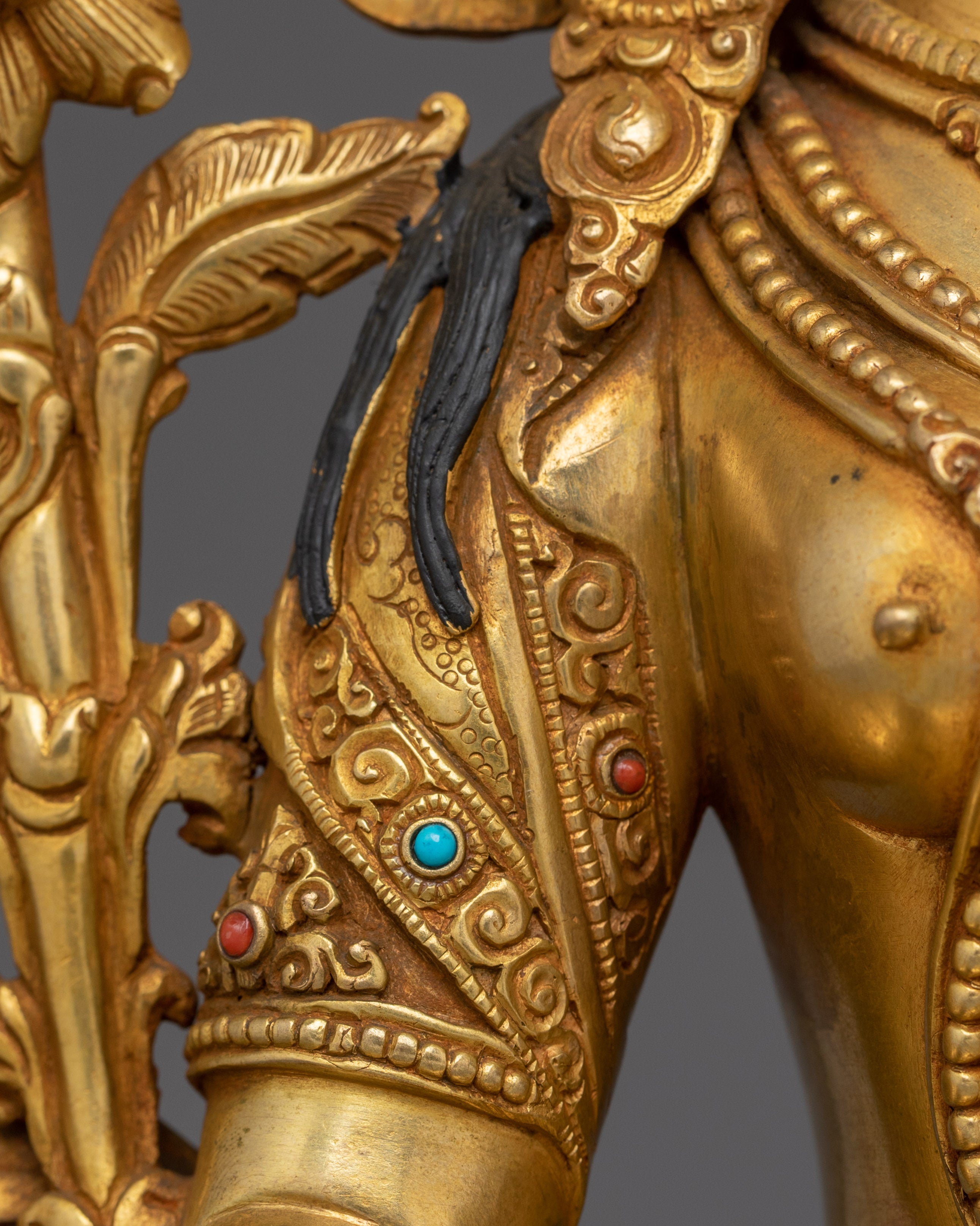 White Tara Gold Gilded Copper with Gems | Enlightened Feminine Energy