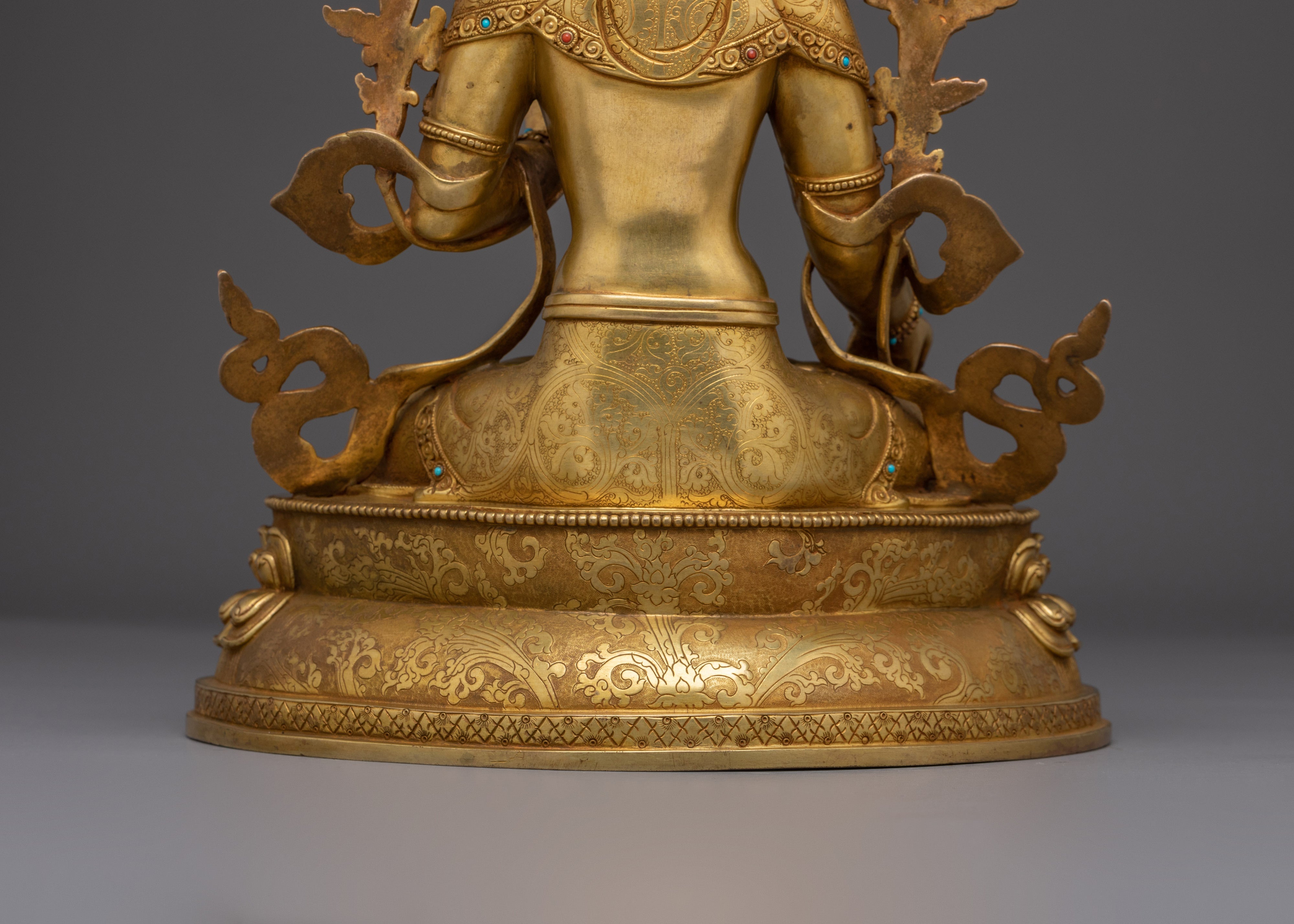 White Tara Gold Gilded Copper with Gems | Enlightened Feminine Energy