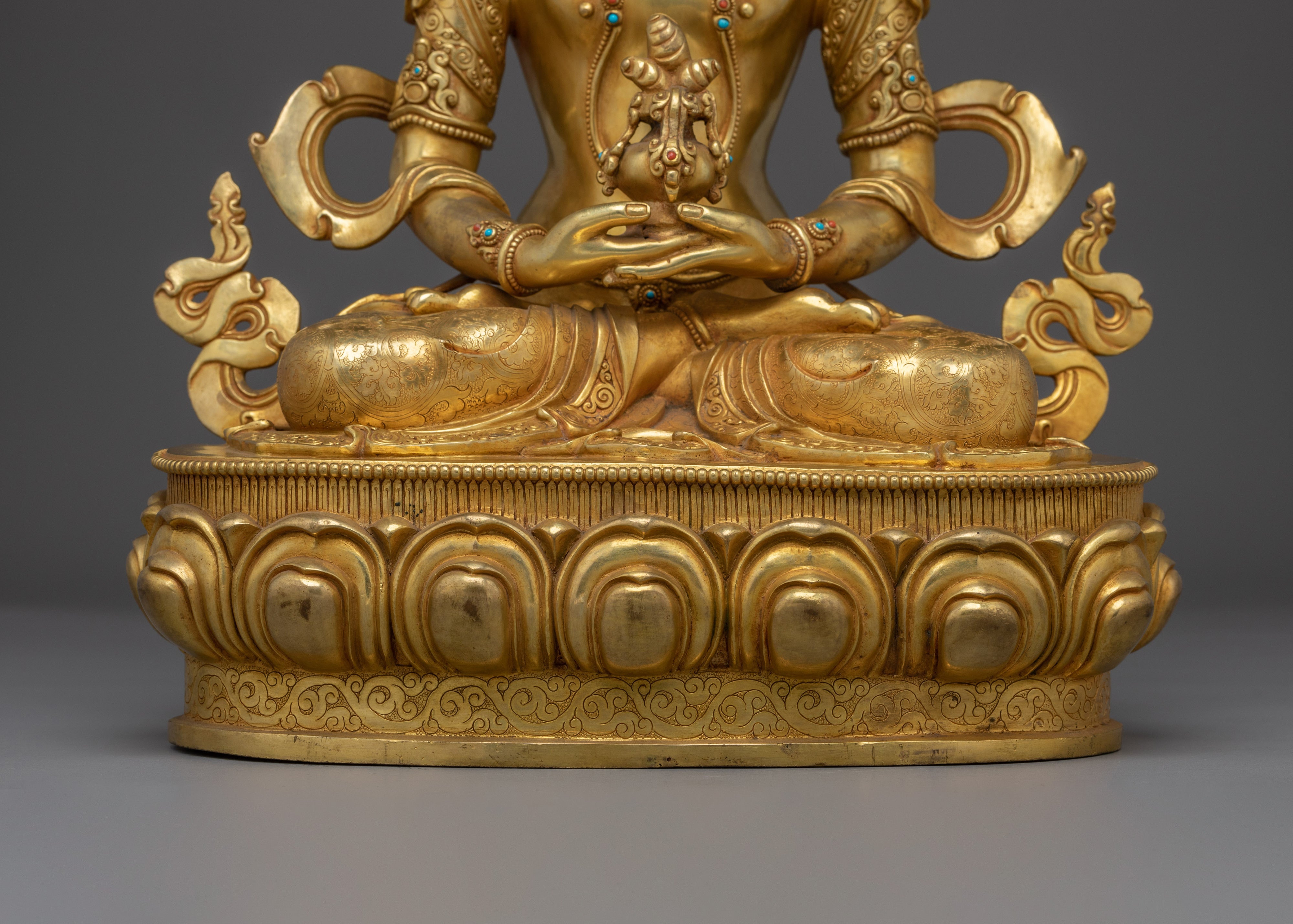 Amitayus Buddha Statue in Gold and Copper | Symbol of Long Life, and Spiritual Blessings
