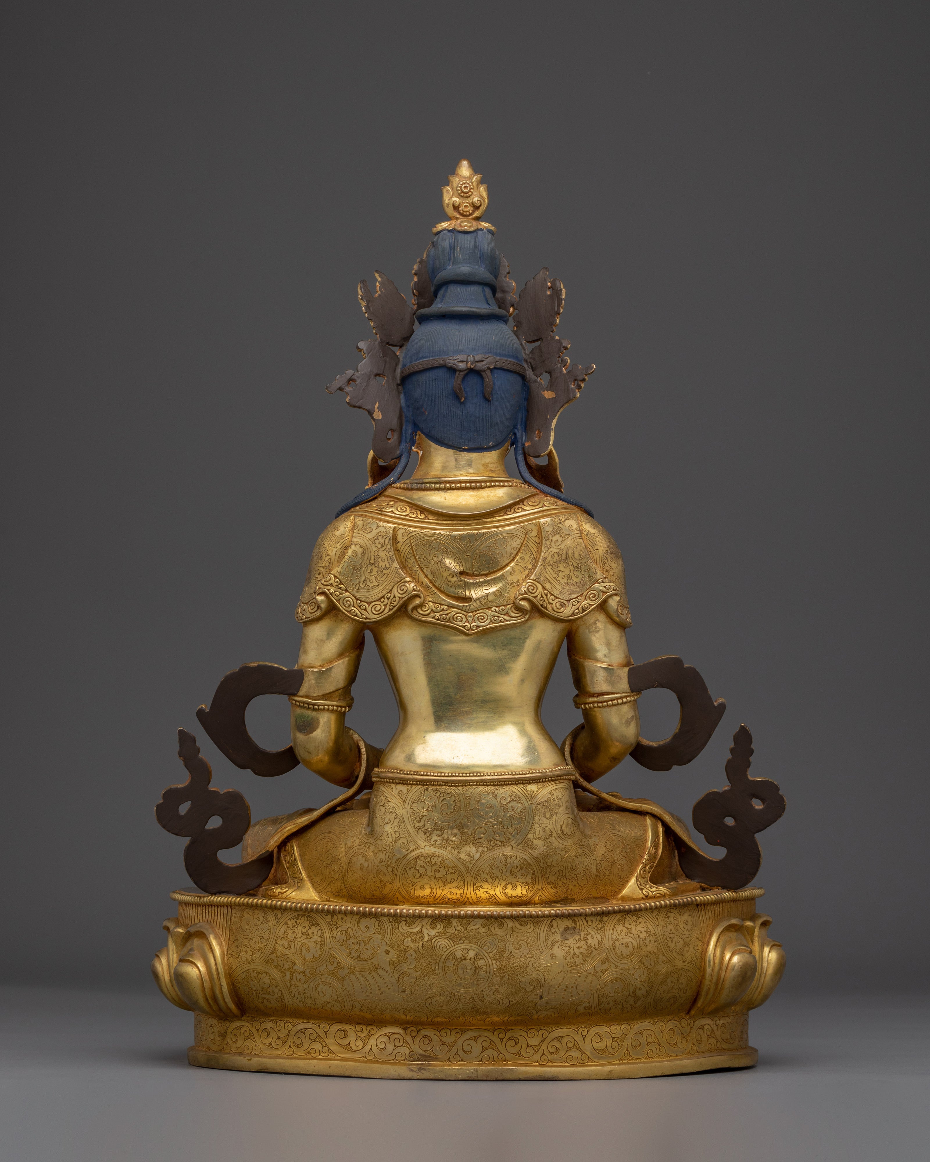 Amitayus Buddha Statue in Gold and Copper | Symbol of Long Life, and Spiritual Blessings