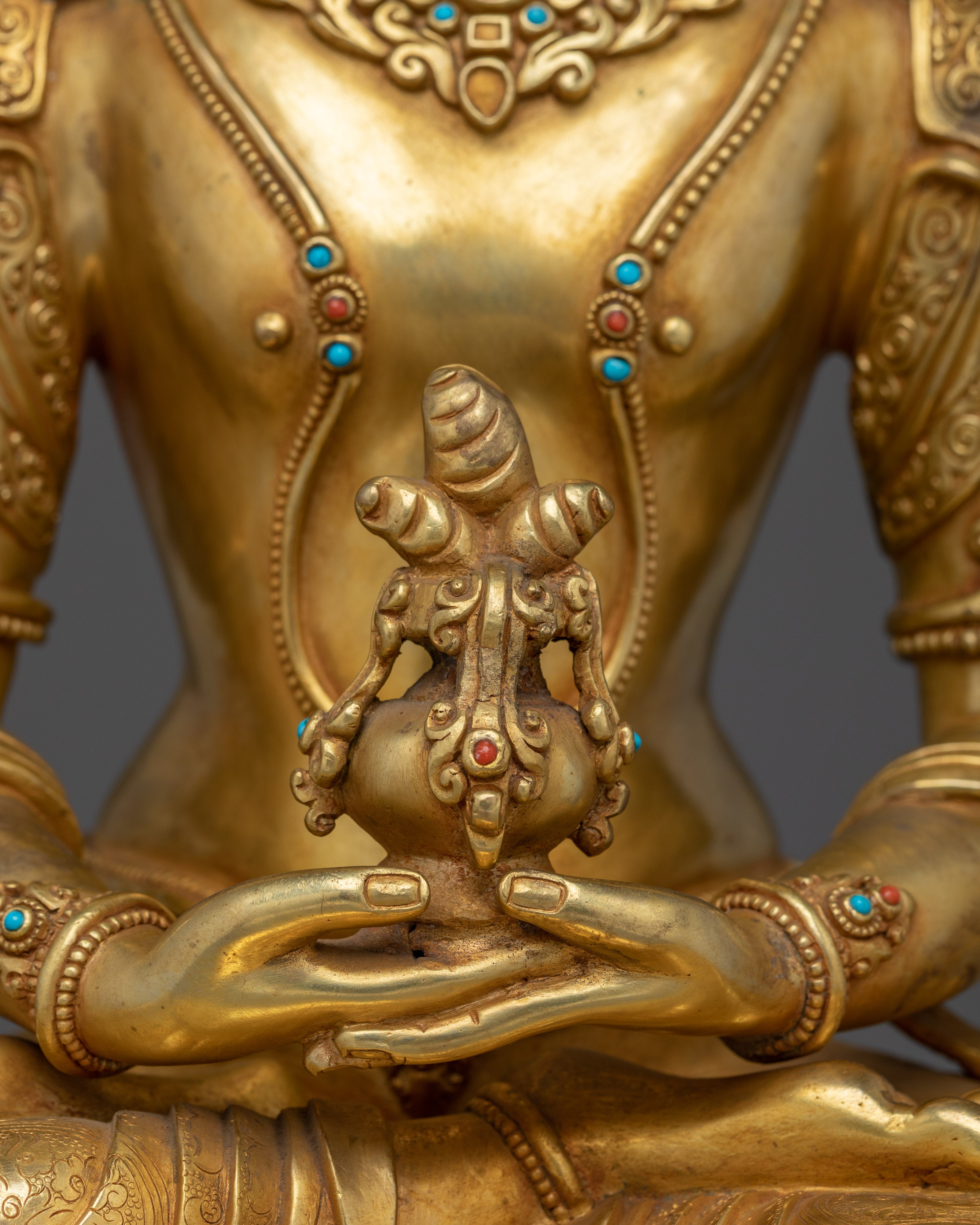 Amitayus Buddha Statue in Gold and Copper | Symbol of Long Life, and Spiritual Blessings