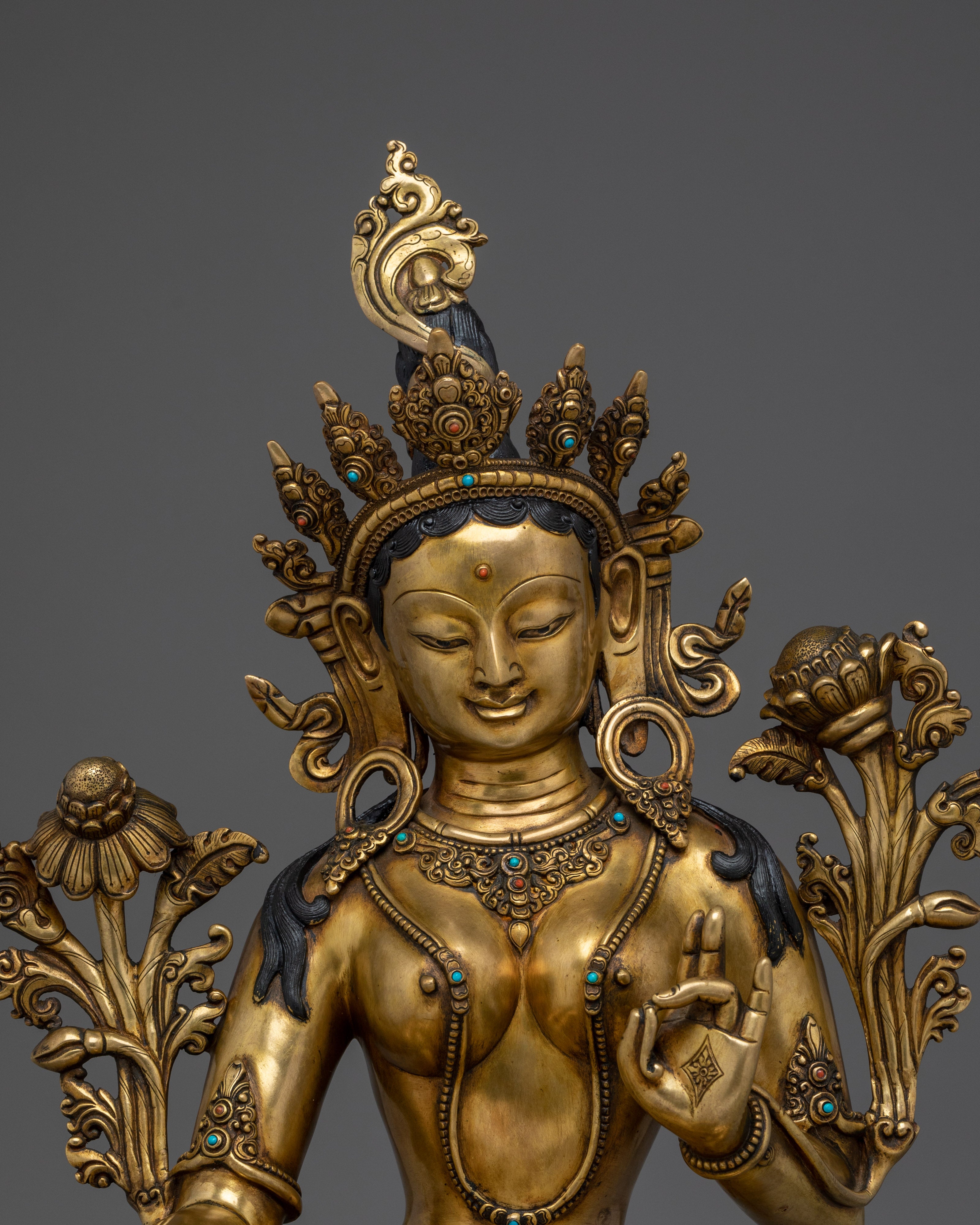 Compassionate Bodhisattva Green Tara Copper Statue | Mother of Liberation