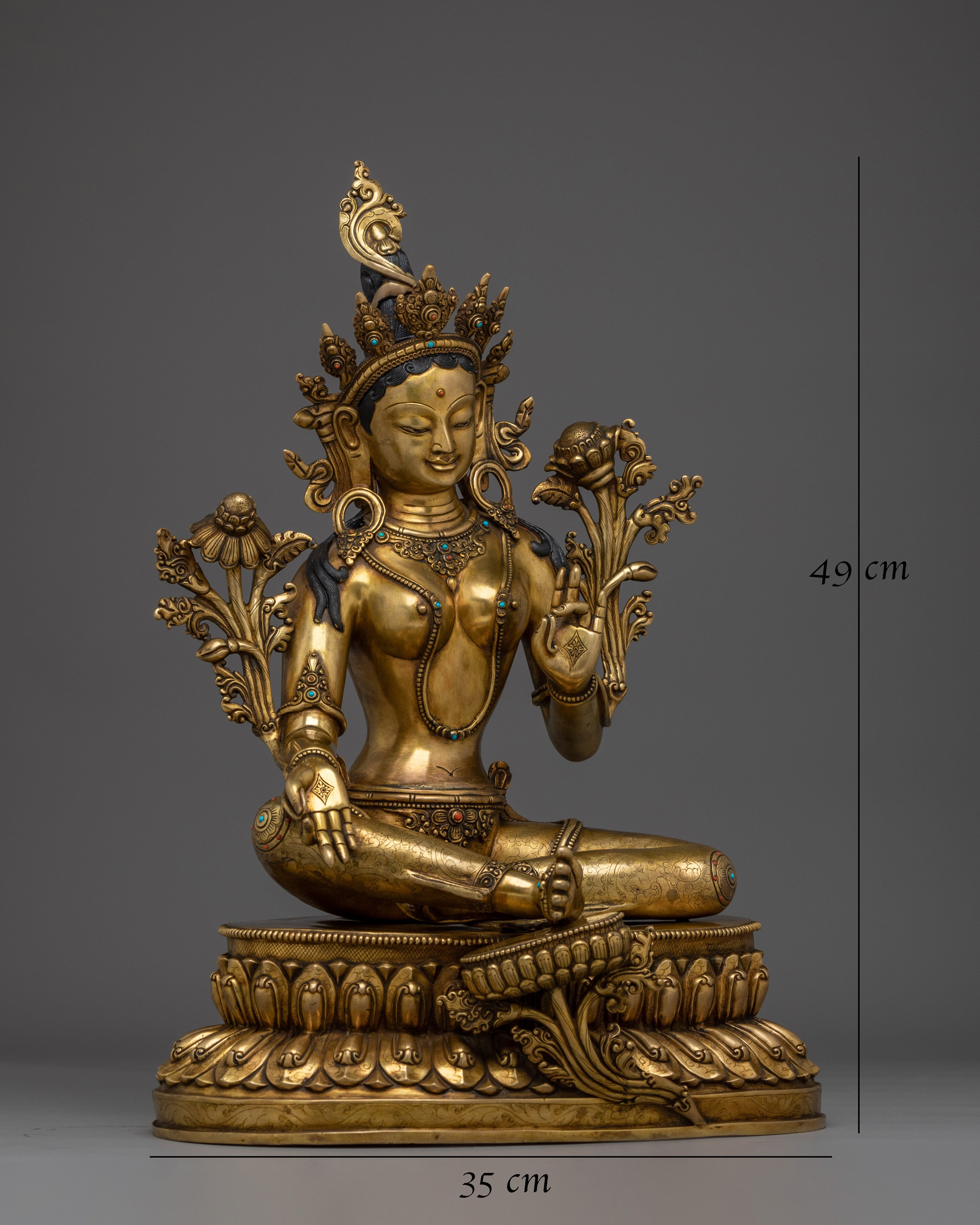 Compassionate Bodhisattva Green Tara Copper Statue | Mother of Liberation