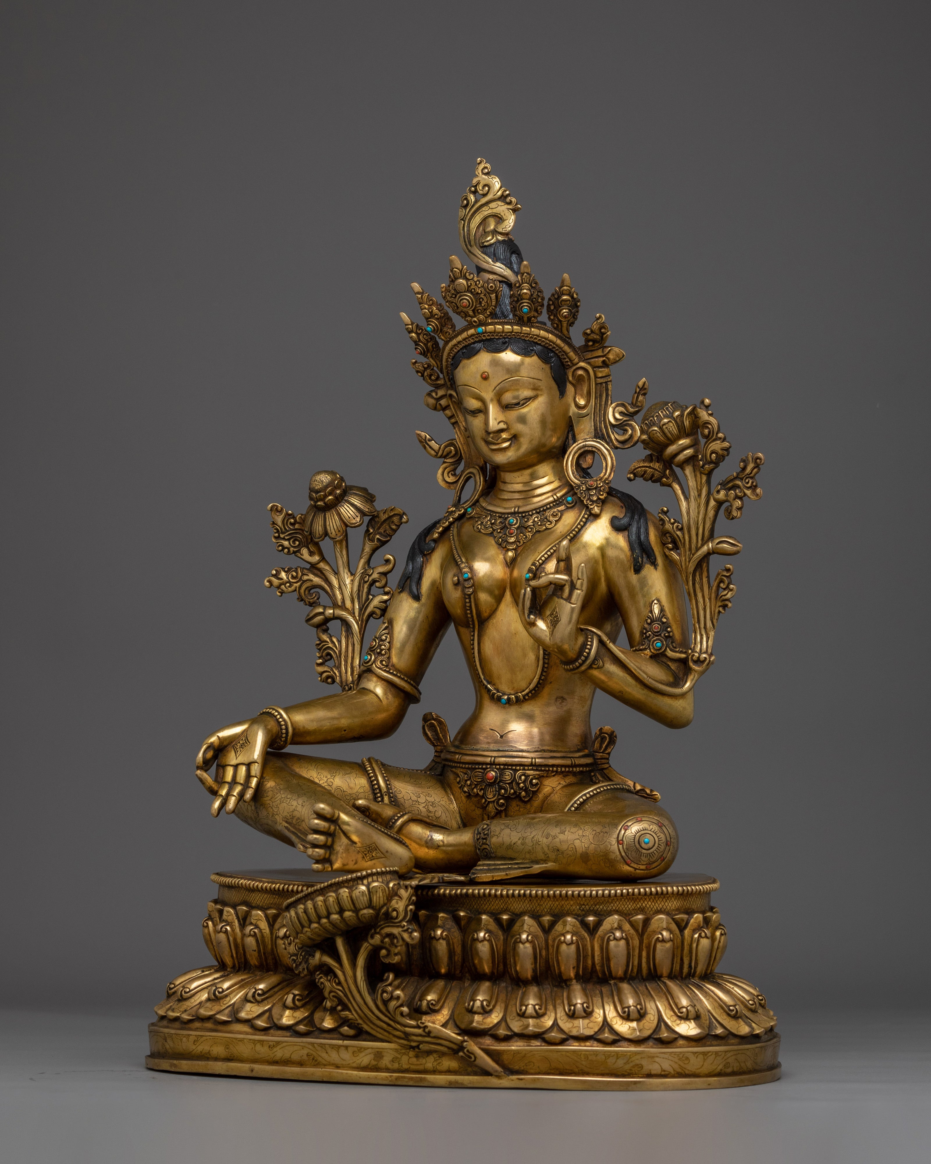 Compassionate Bodhisattva Green Tara Copper Statue | Mother of Liberation