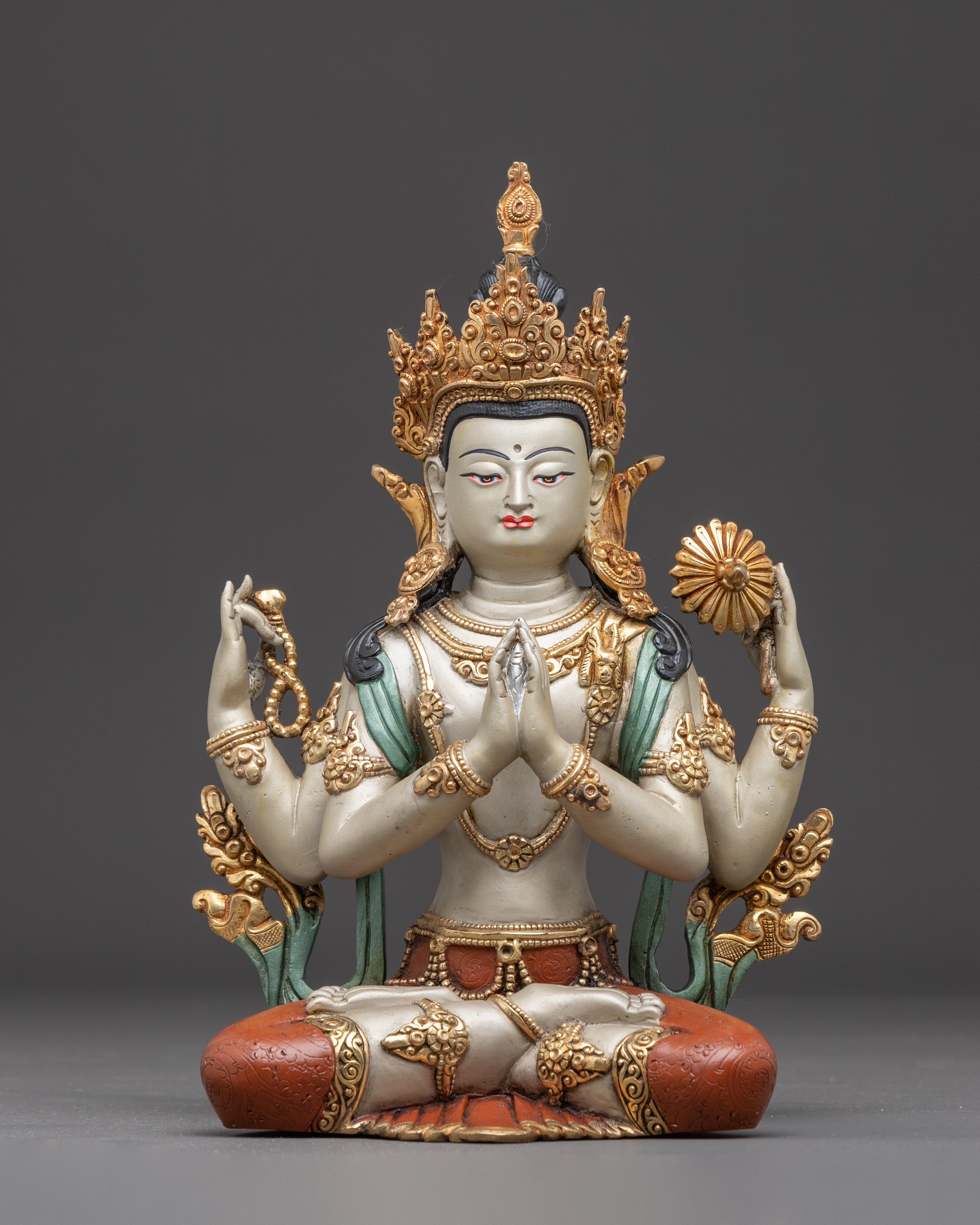 Handcrafted Golden Sculpture of Bodhisattva Set | Symbol of Compassion