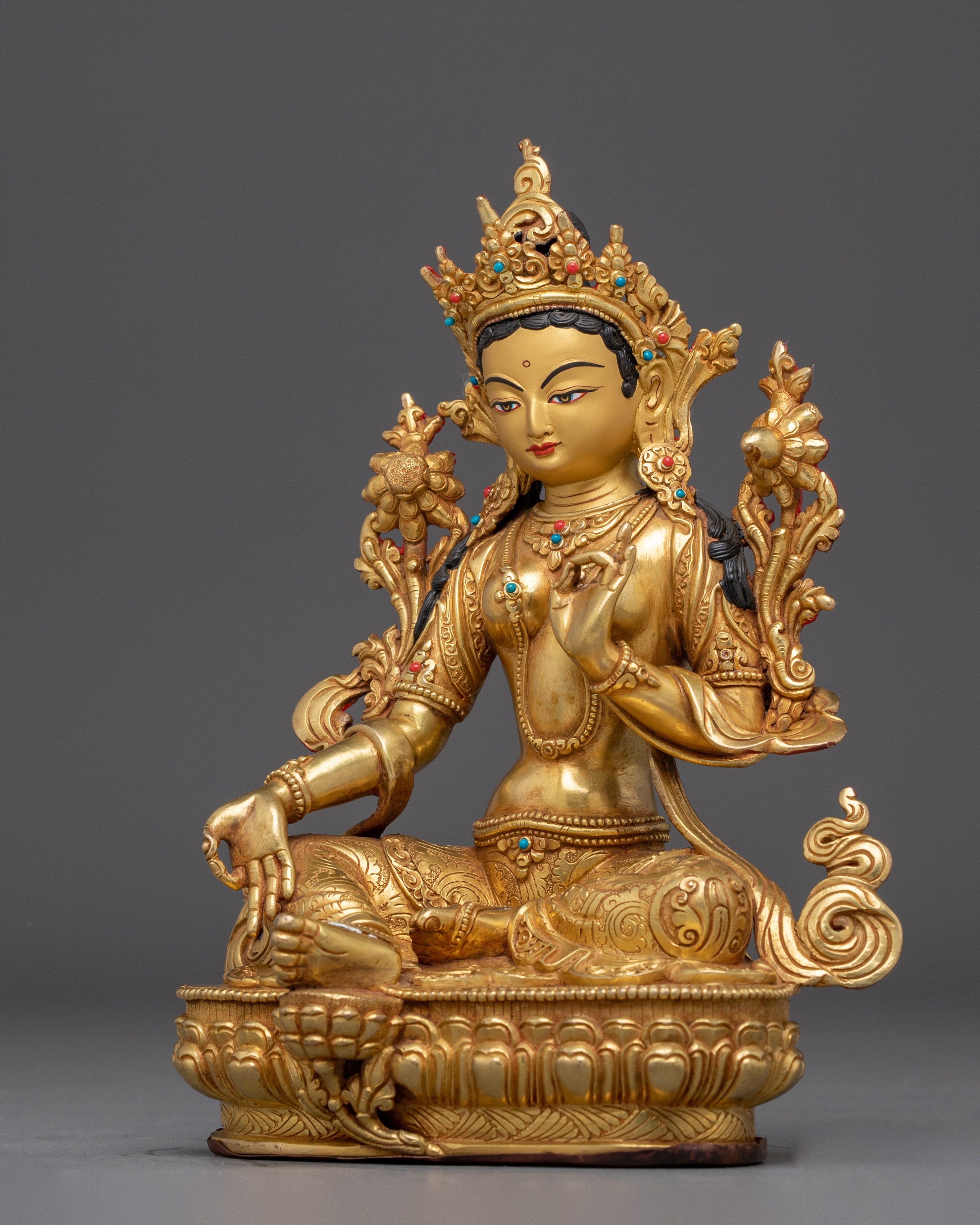 Buddhist Compassionate Goddess Shyama Tara Handmade Statue