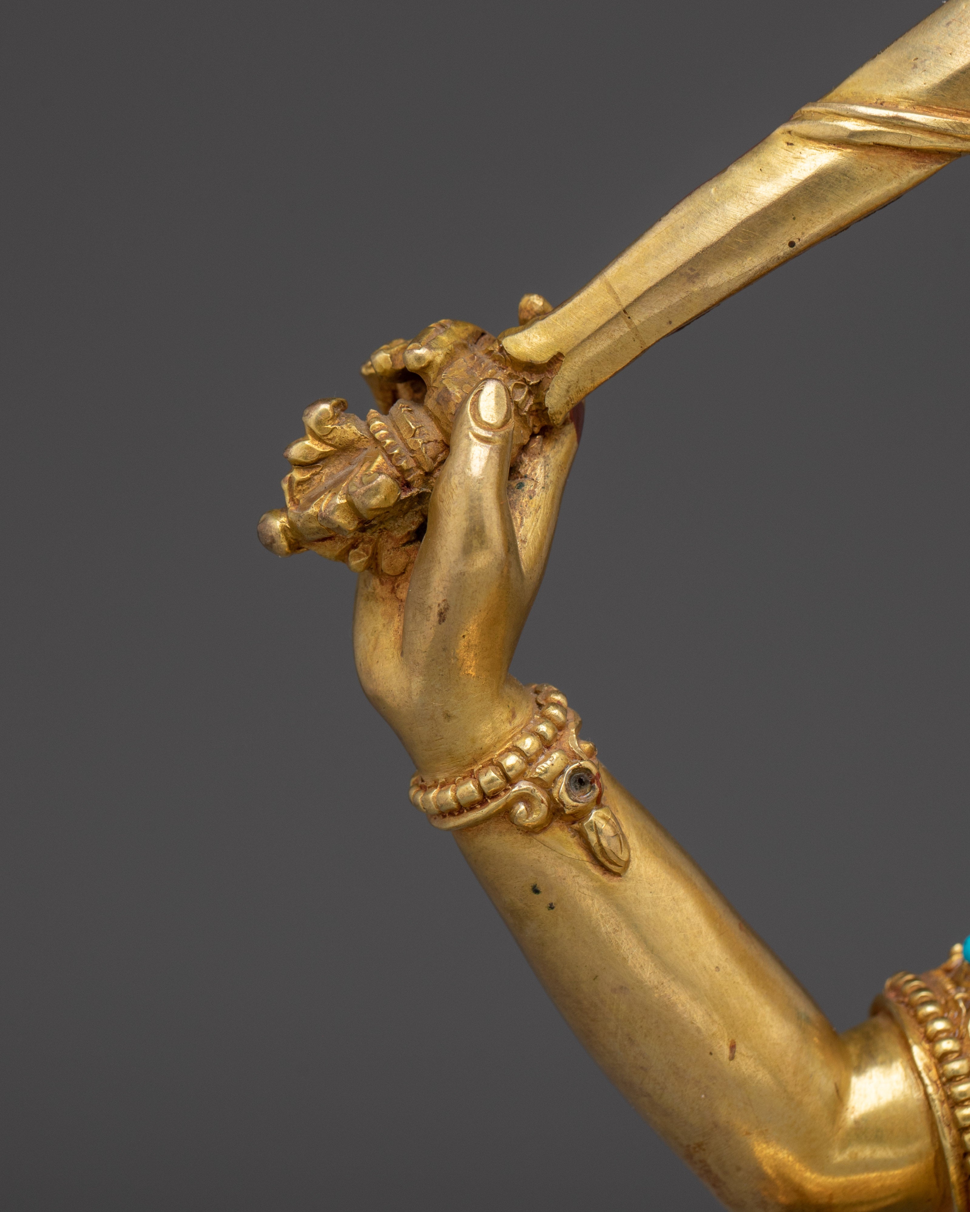 Gold Gilded Copper Manjushri Statue | Buddhist Deity for Wisdom